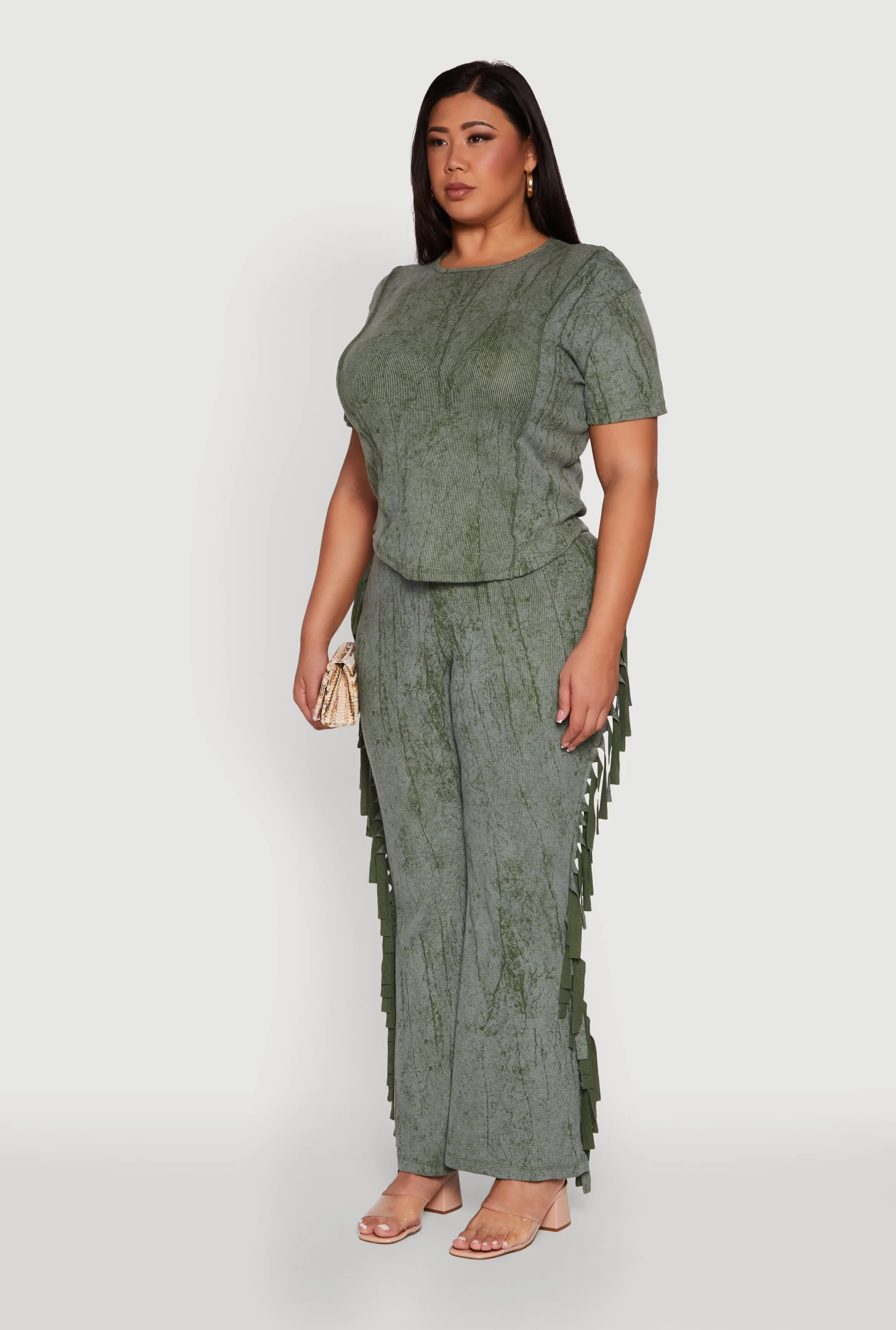 Plus Size Mineral Wash Pintuck Short Sleeve Top sold by Rainbow product image thumbnail 5