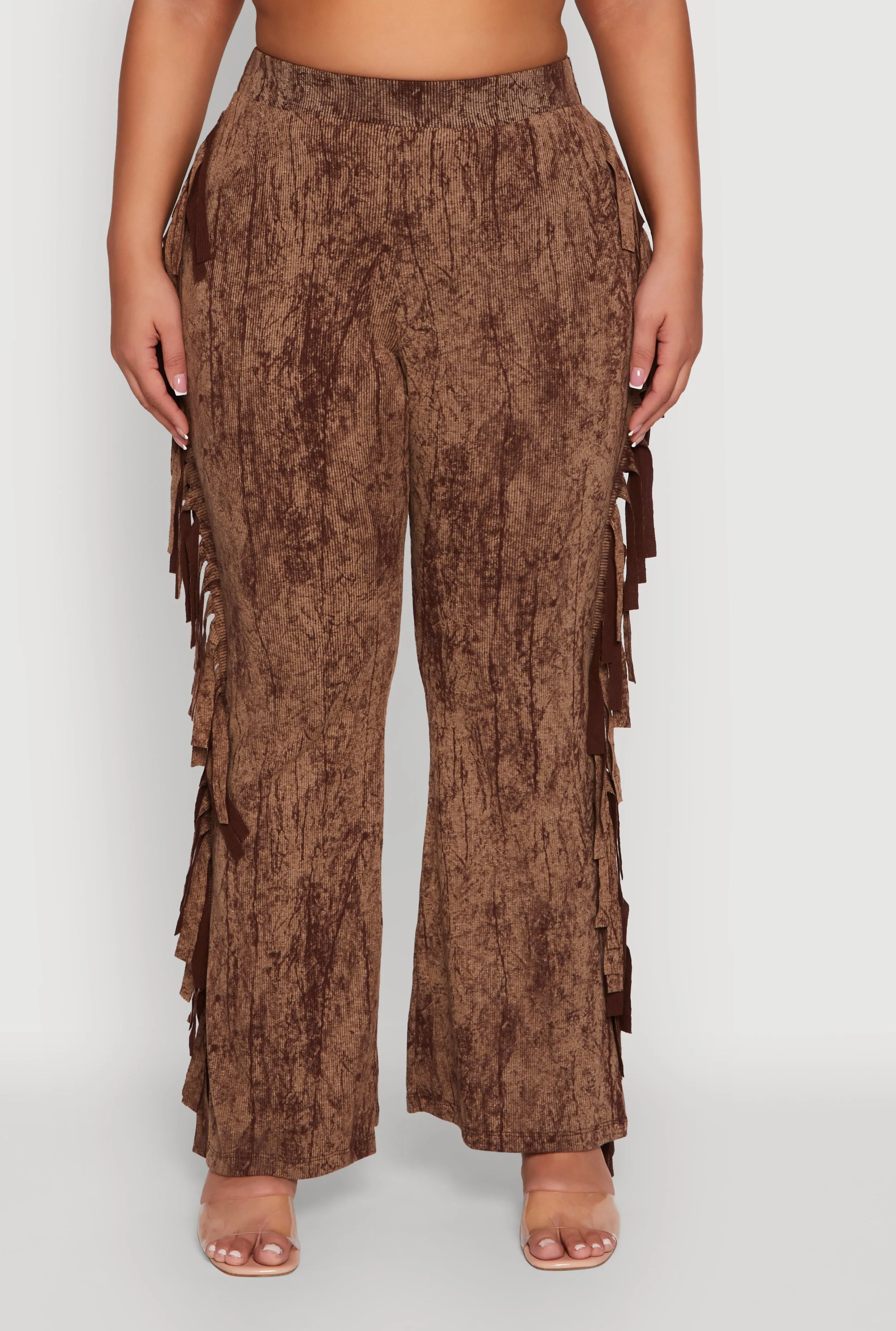 Plus Size Acid Wash High Waisted Wide Leg Pants sold by Rainbow product image thumbnail 3