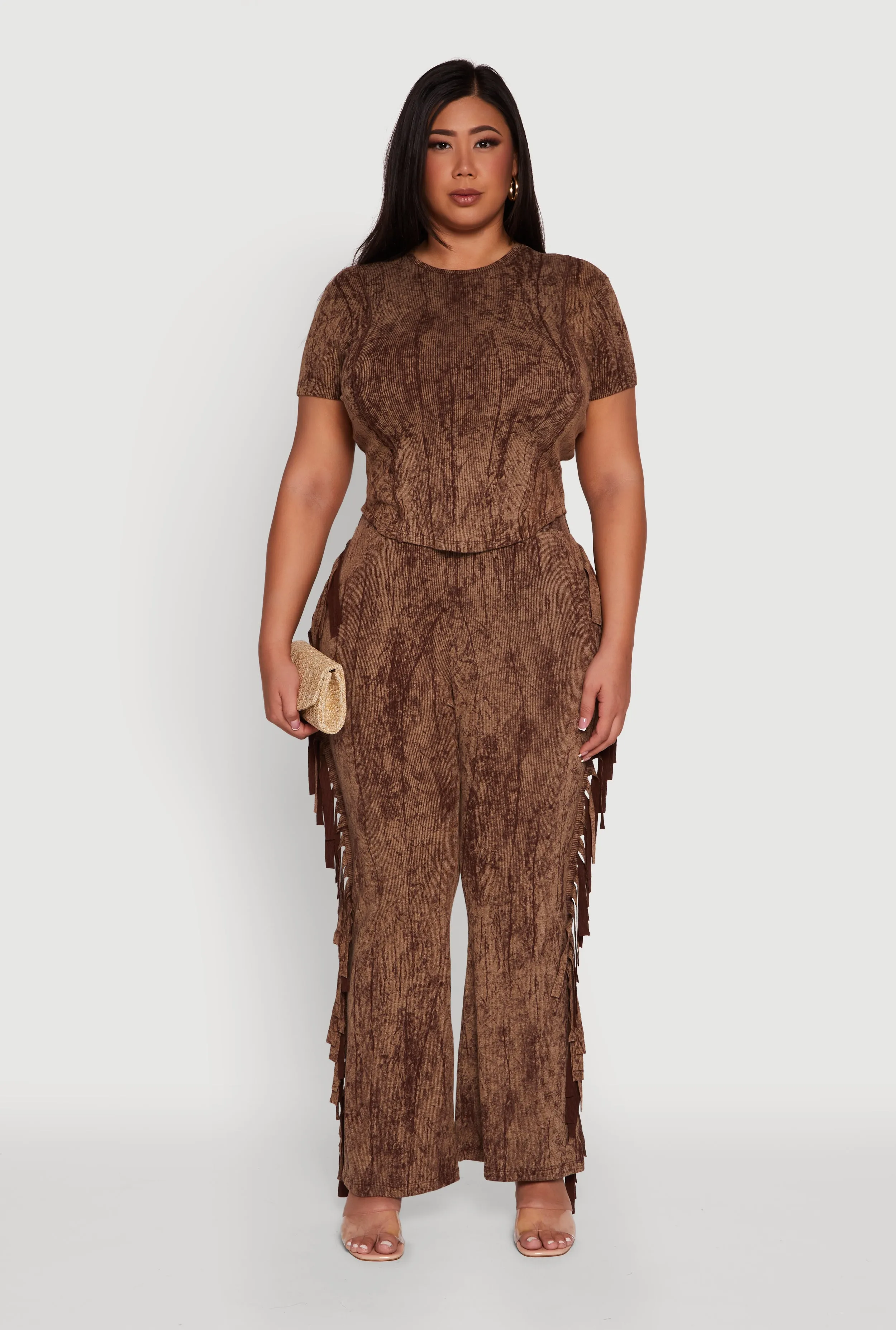 Plus Size Acid Wash High Waisted Wide Leg Pants sold by Rainbow product image thumbnail 2