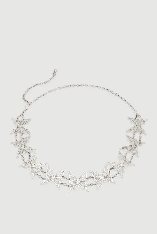 Stylish Metallic Butterfly Chain Belt sold by Rainbow