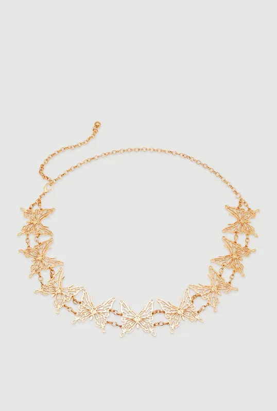 Stylish Metallic Butterfly Chain Belt sold by Rainbow