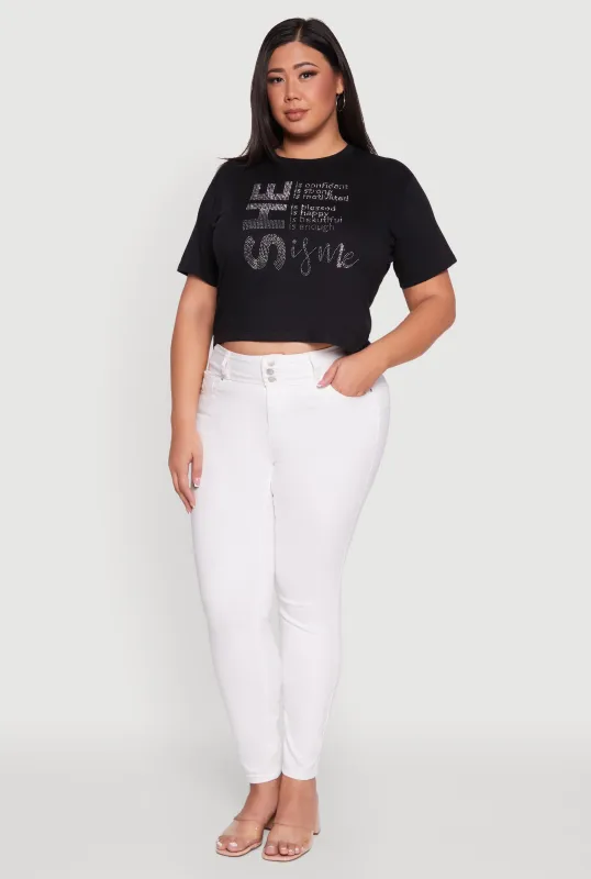Plus Size Rhinestone She Is Me Graphic Tee sold by Rainbow