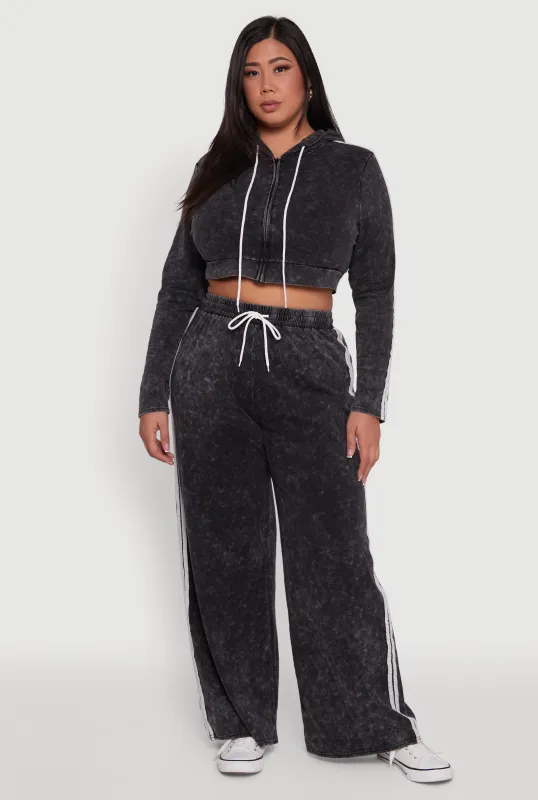 Plus Size Daisy High Waisted Acid Wash Wide Leg Pants sold by Rainbow