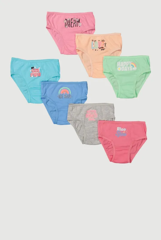 Little Girls Glitter Graphic Print Panties 7 Pack sold by Rainbow