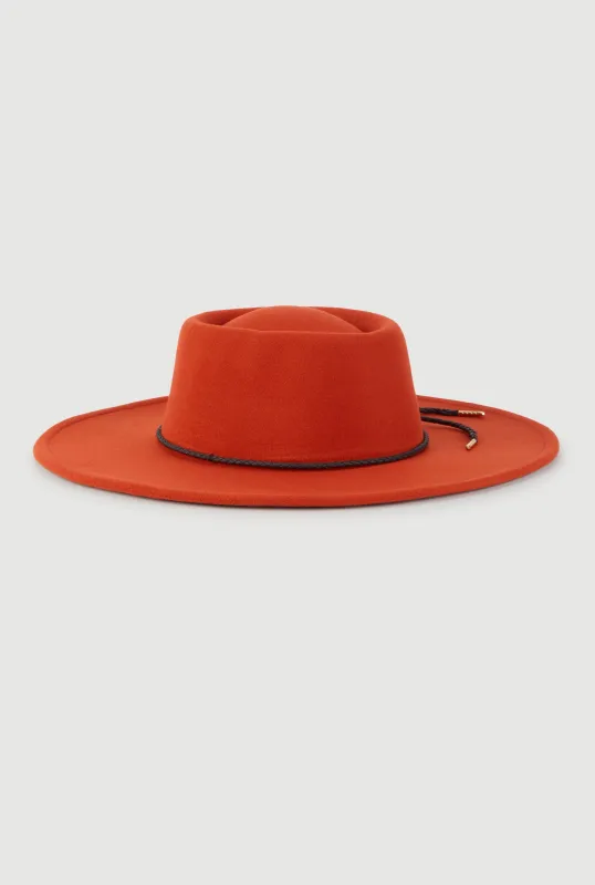 Faux Suede Braided Cord Detail Panama Hat sold by Rainbow