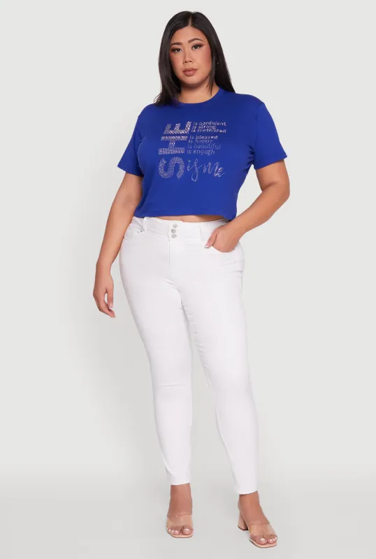 Plus Size Rhinestone She Is Me Graphic Tee sold by Rainbow