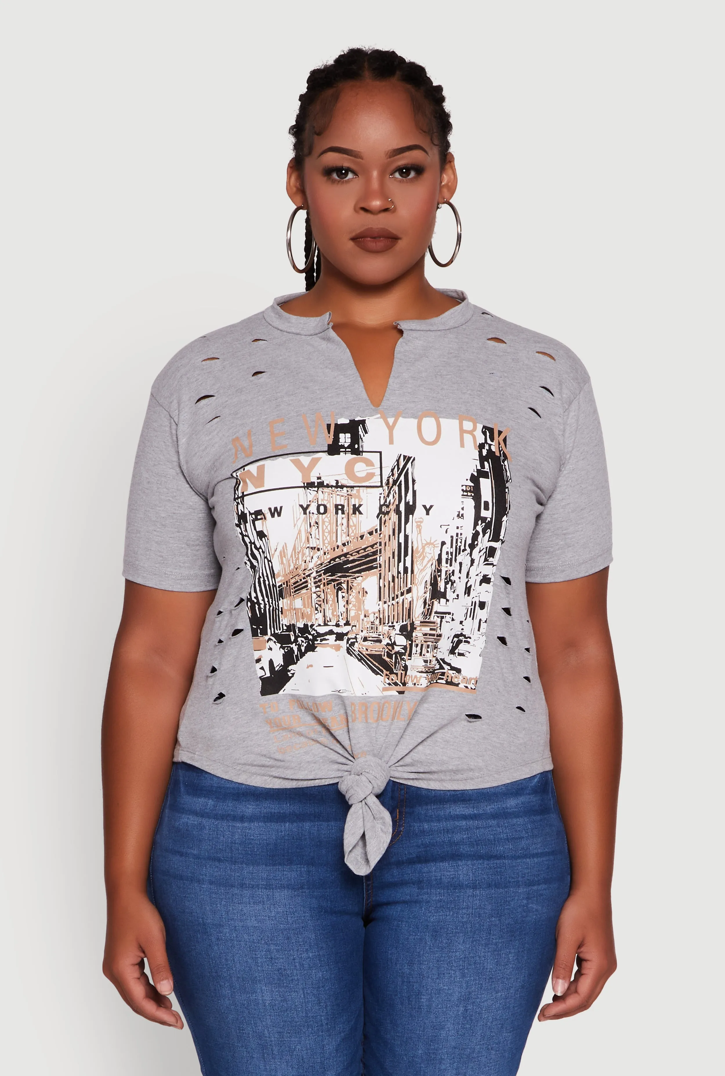 Plus Size NYC Graphic Print Knot Front T-Shirt sold by Rainbow product image thumbnail 2