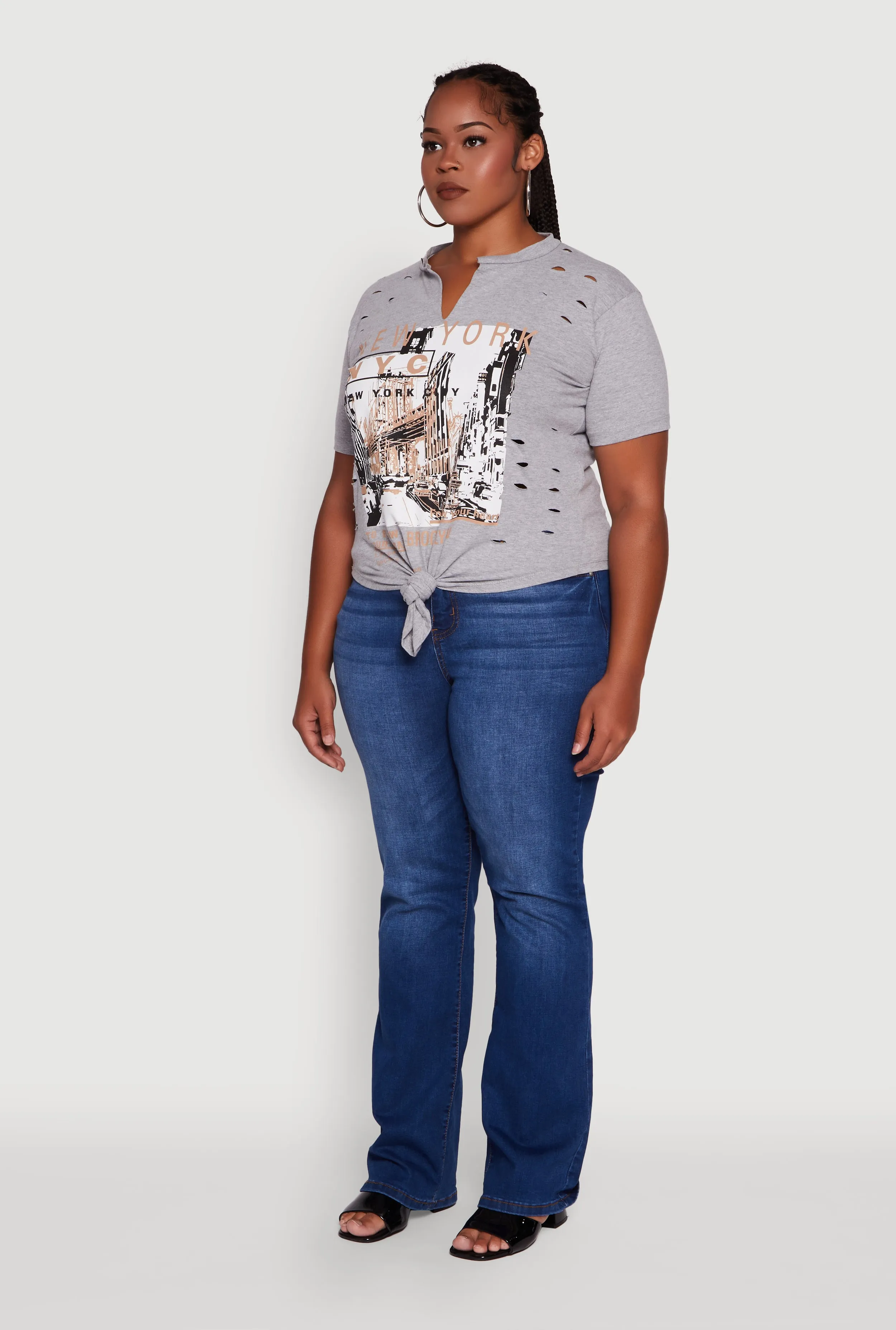 Plus Size NYC Graphic Print Knot Front T-Shirt sold by Rainbow product image thumbnail 5