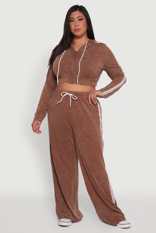 Plus Size Daisy High Waisted Acid Wash Wide Leg Pants sold by Rainbow