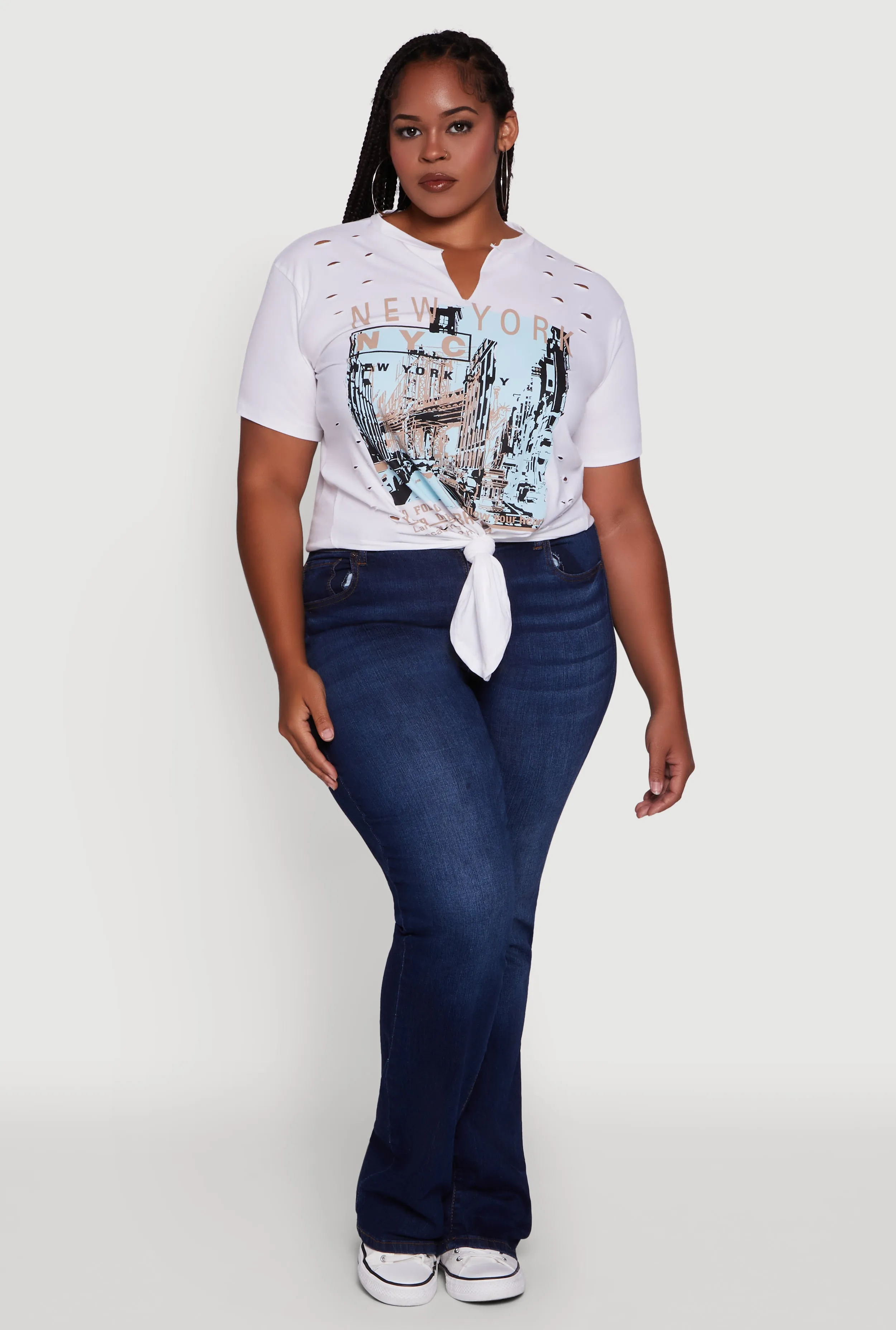 Plus Size NYC Graphic Print Knot Front T-Shirt sold by Rainbow product image thumbnail 3