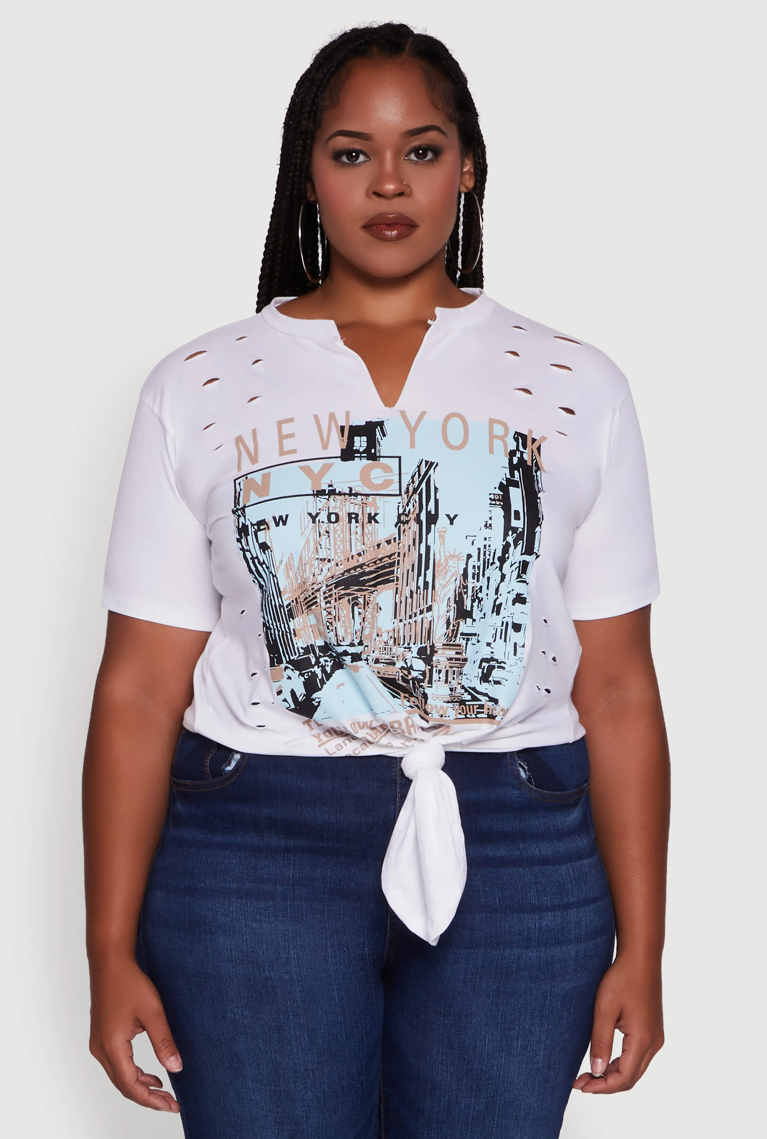 Plus Size NYC Graphic Print Knot Front T-Shirt sold by Rainbow product image thumbnail 2