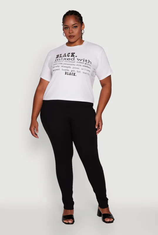 Plus Size Black Graphic Print Rhinestone T-Shirt sold by Rainbow