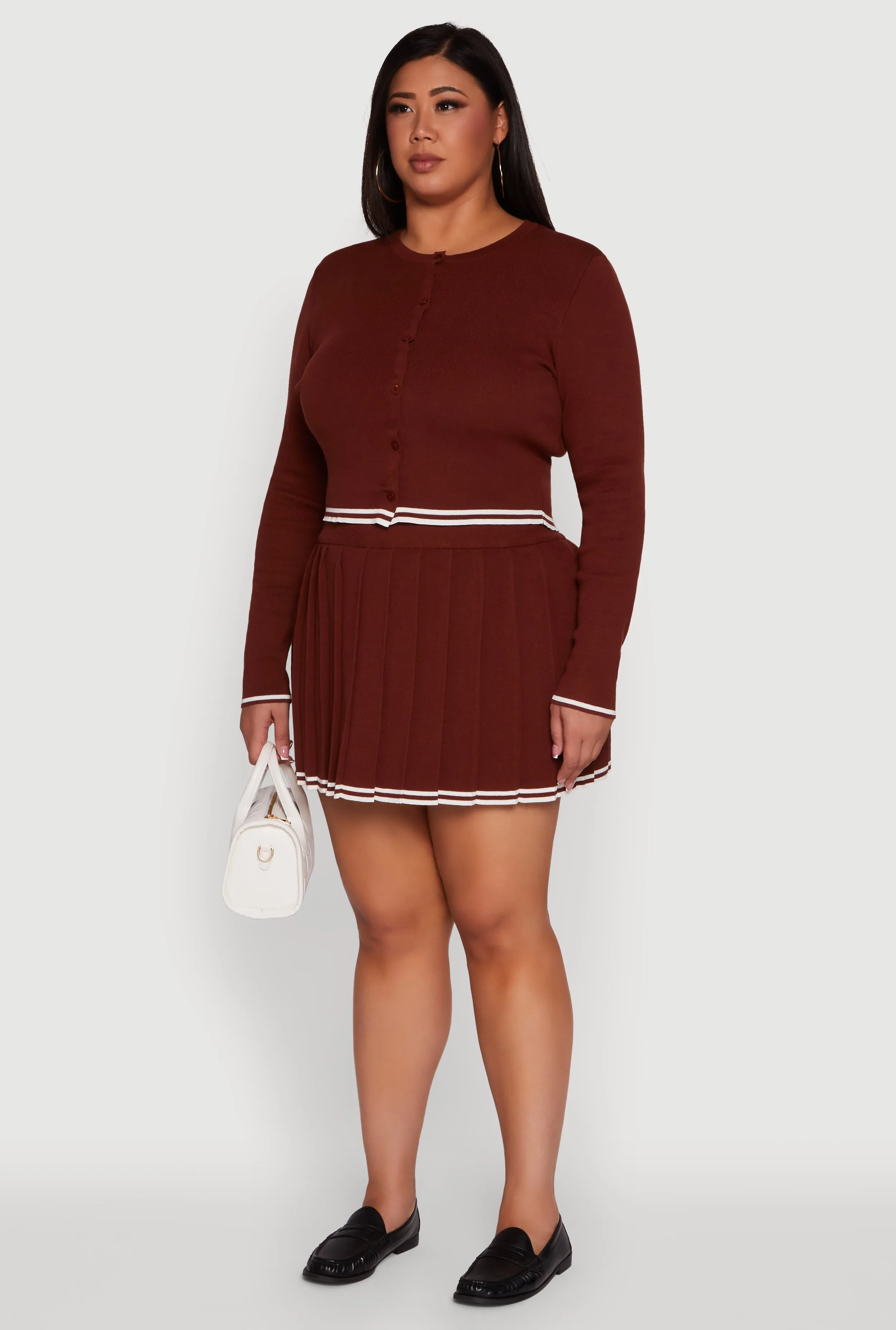 Plus Size Daisy Button Front Varsity Stripe Detail Cardigan sold by Rainbow product image thumbnail 5