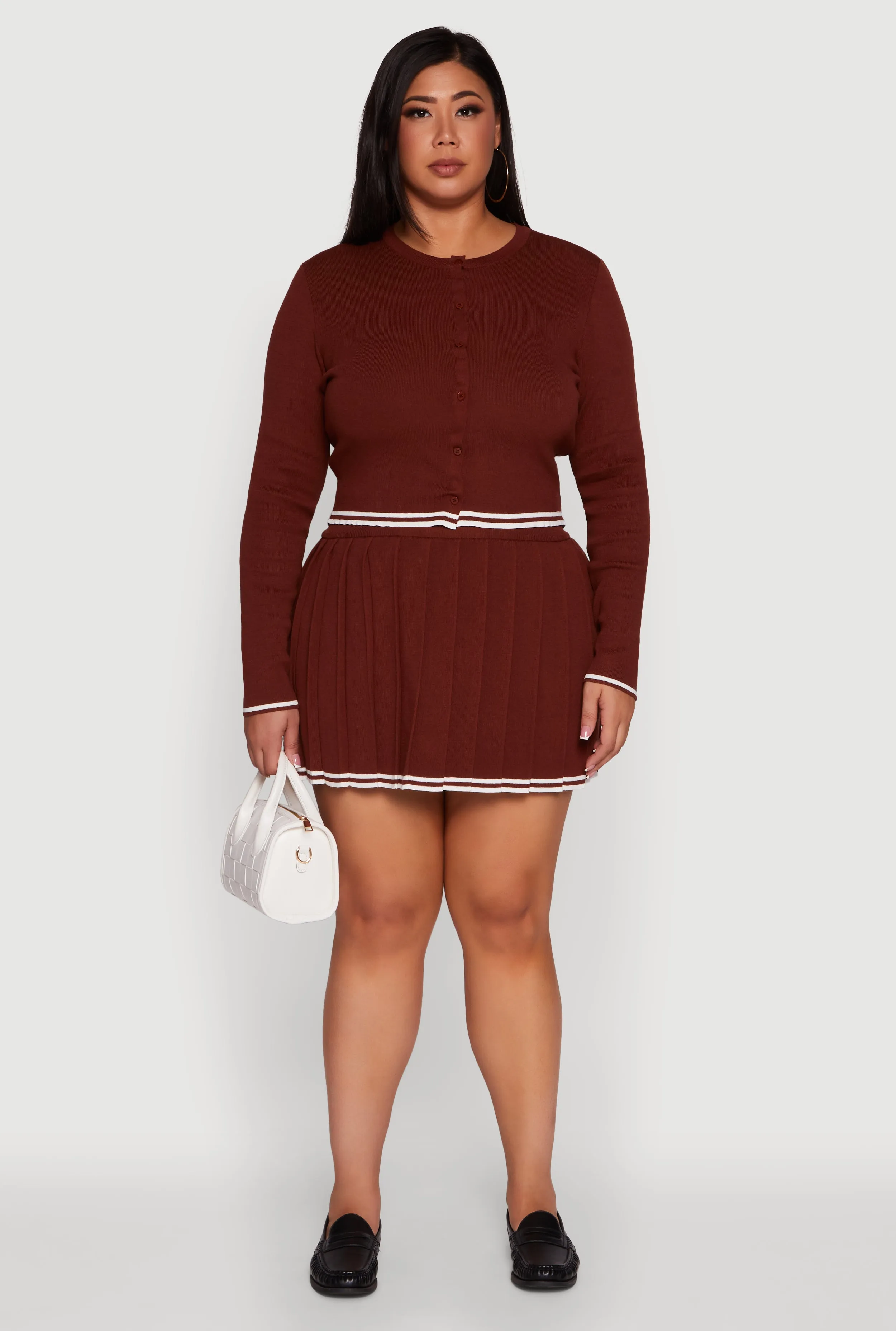 Plus Size Daisy Button Front Varsity Stripe Detail Cardigan sold by Rainbow product image thumbnail 2