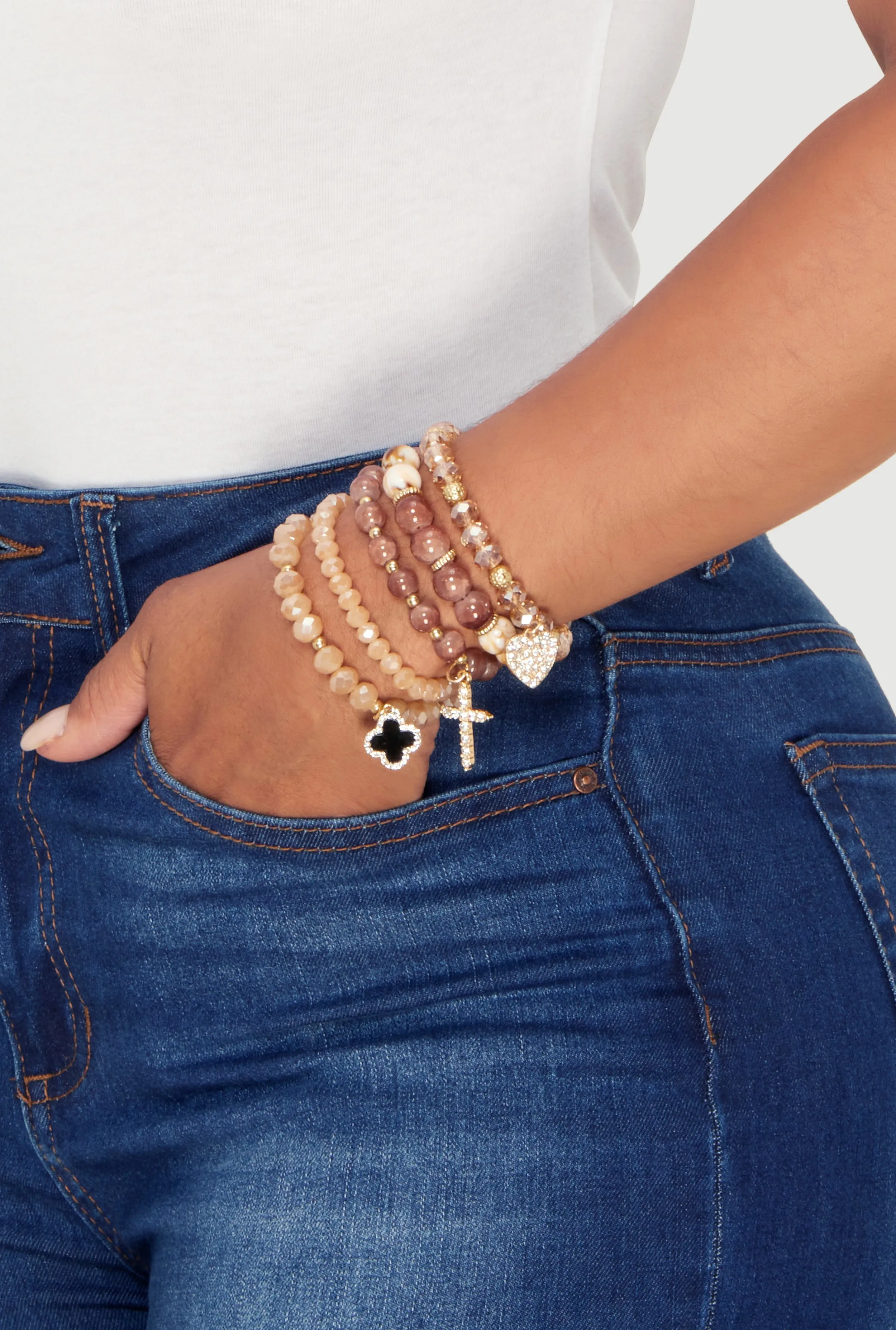 Beaded Stretchy Charm Bracelets Set of 5 sold by Rainbow product image thumbnail 2