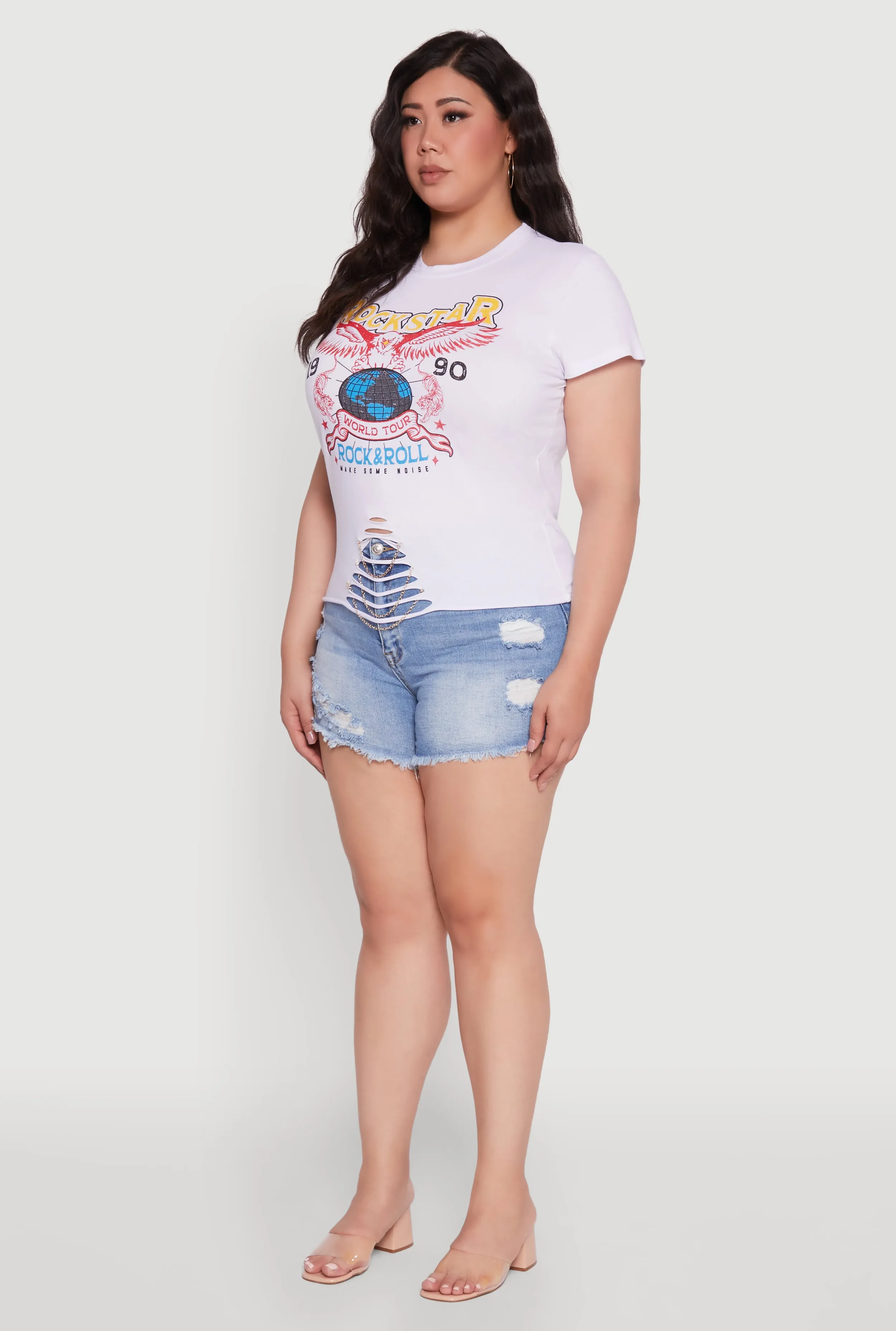 Plus Size Rockstar 1990 Graphic Tee with Chain Detail sold by Rainbow product image thumbnail 5
