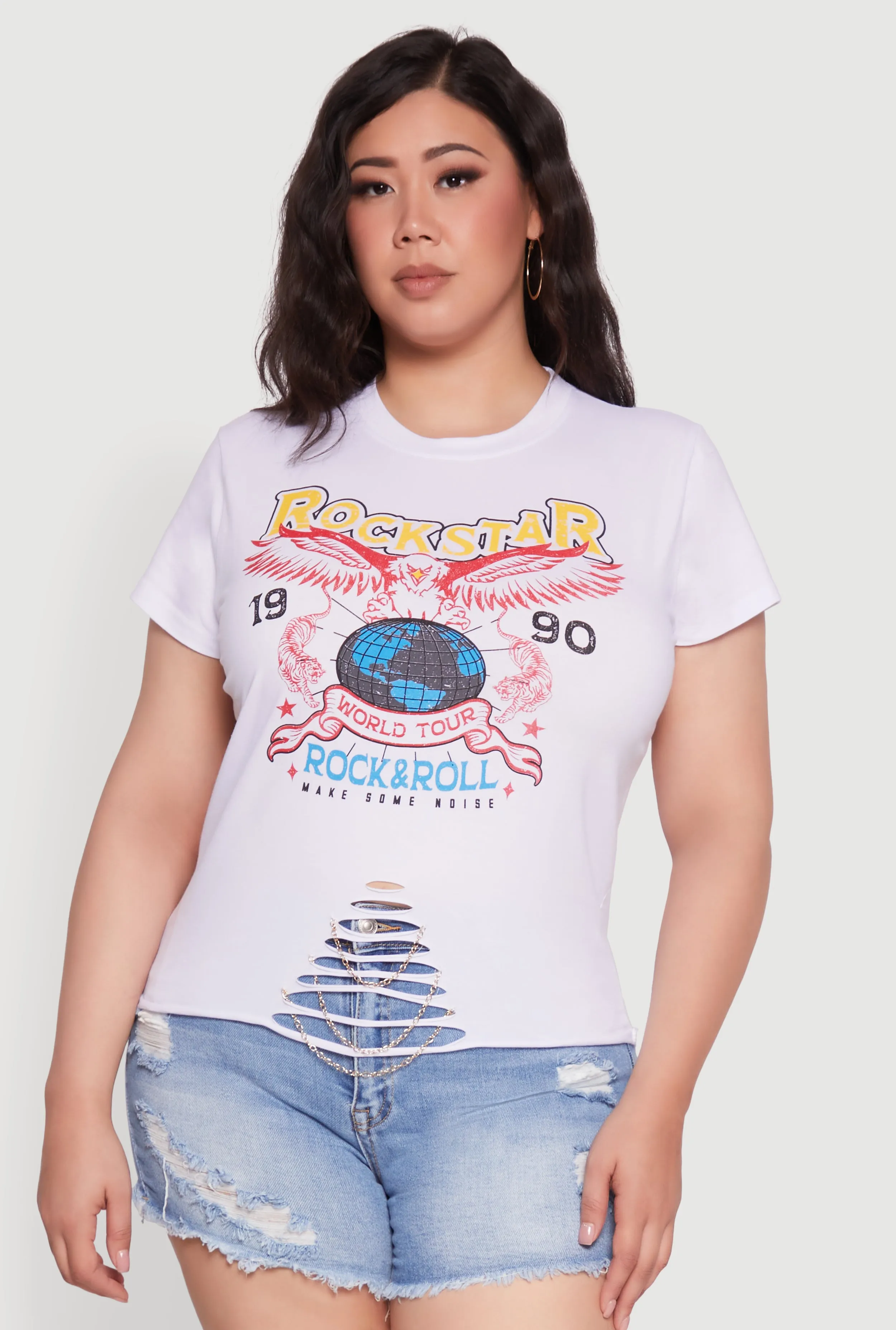 Plus Size Rockstar 1990 Graphic Tee with Chain Detail sold by Rainbow product image thumbnail 2