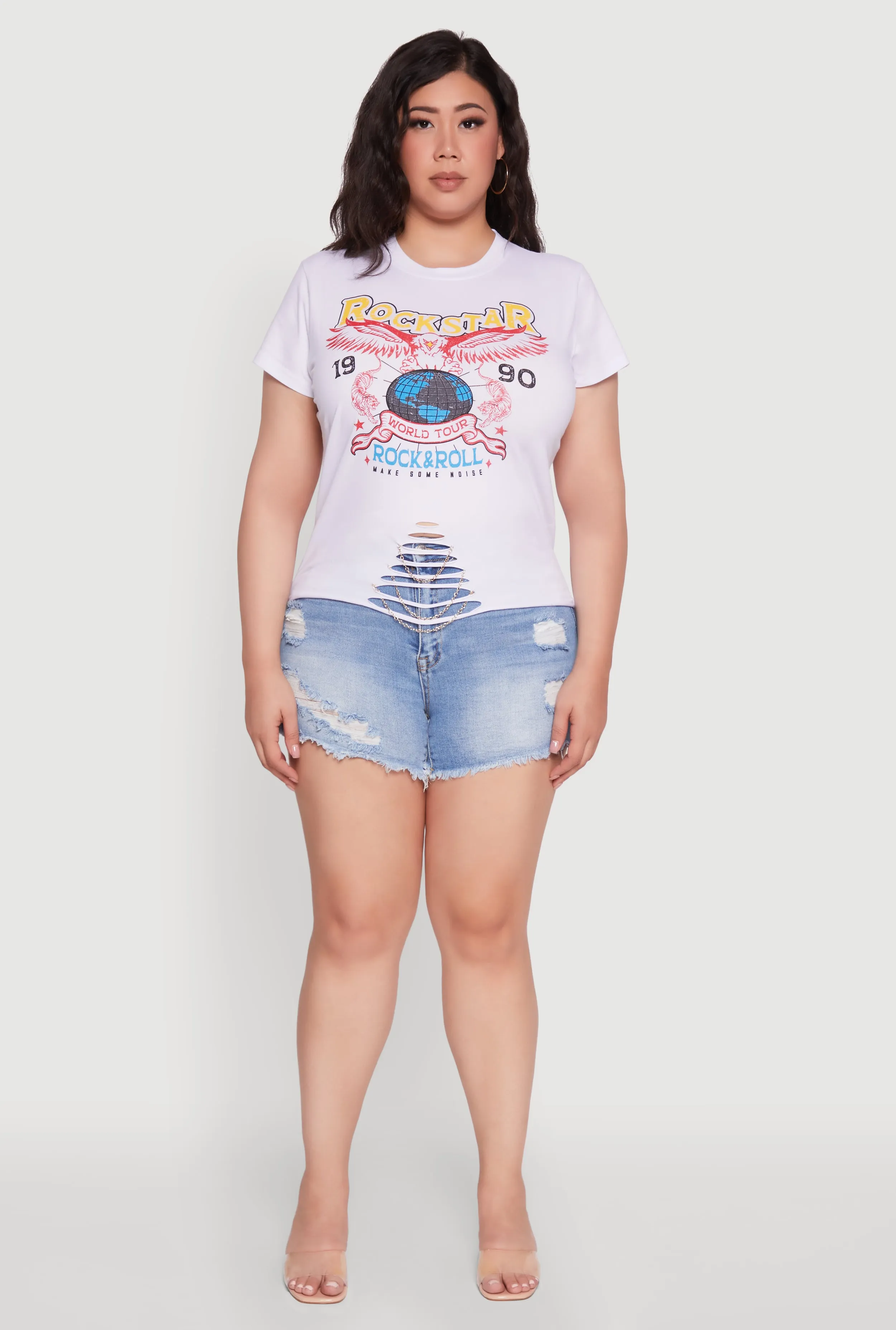 Plus Size Rockstar 1990 Graphic Tee with Chain Detail sold by Rainbow product image thumbnail 3
