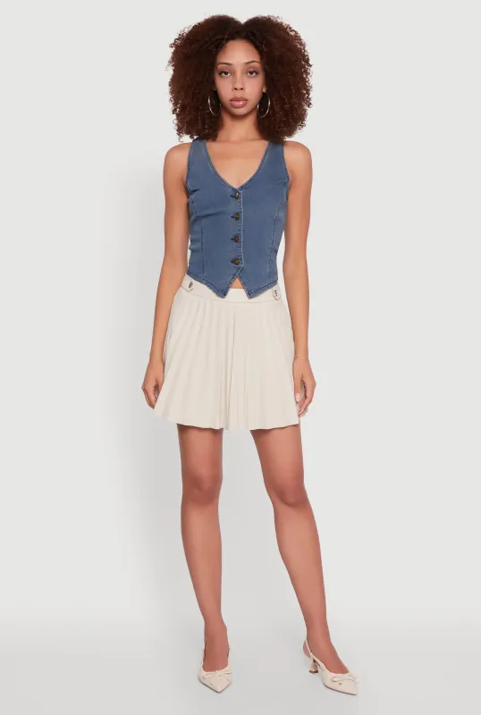 Faux Leather Mini Pleated Skirt sold by Rainbow