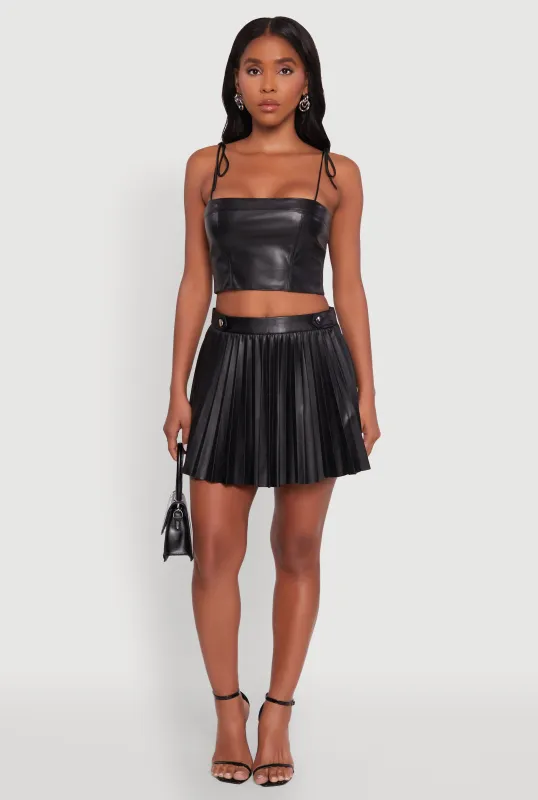 Faux Leather Mini Pleated Skirt sold by Rainbow