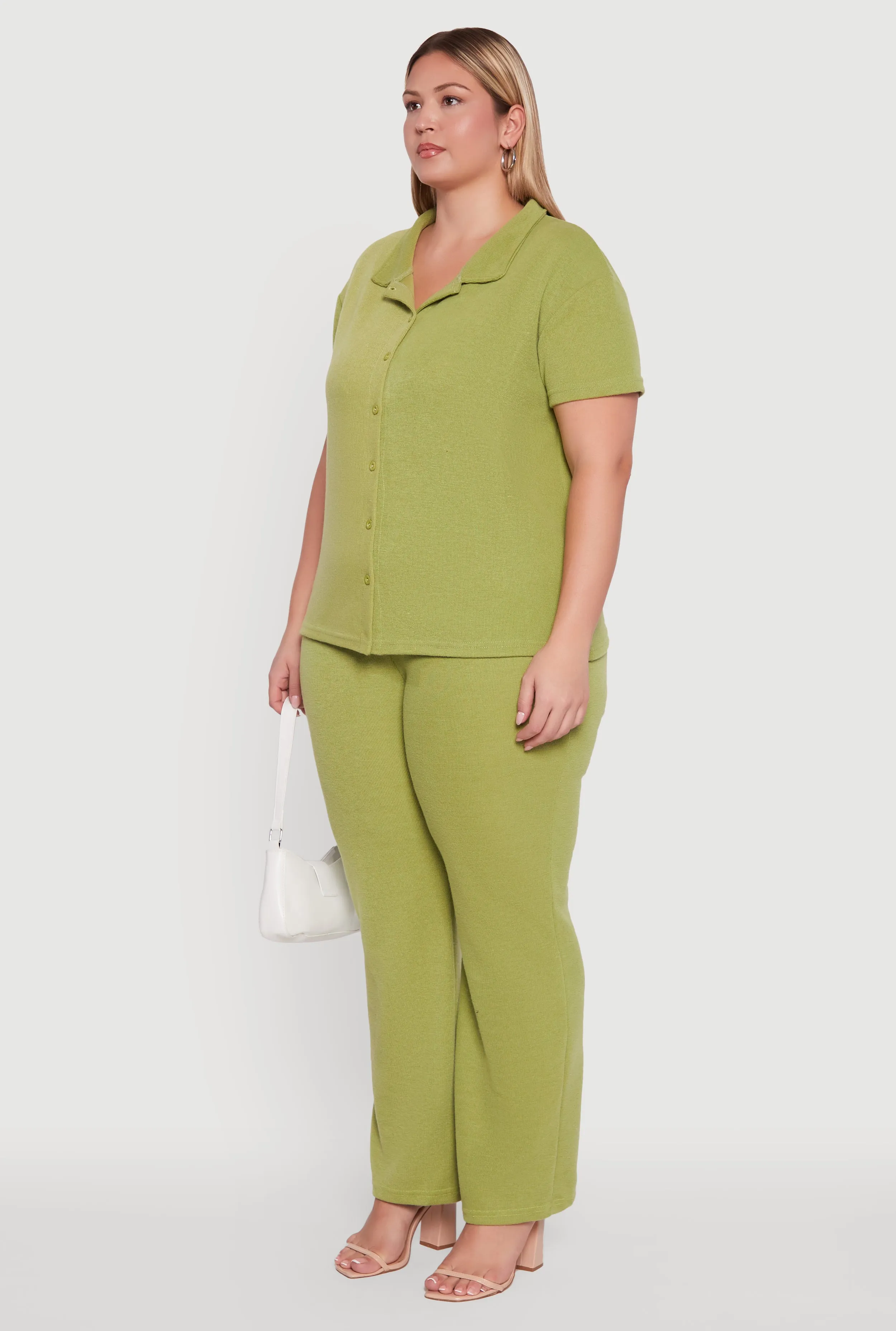 Plus Size Fleece Button Front Shirt sold by Rainbow product image thumbnail 5