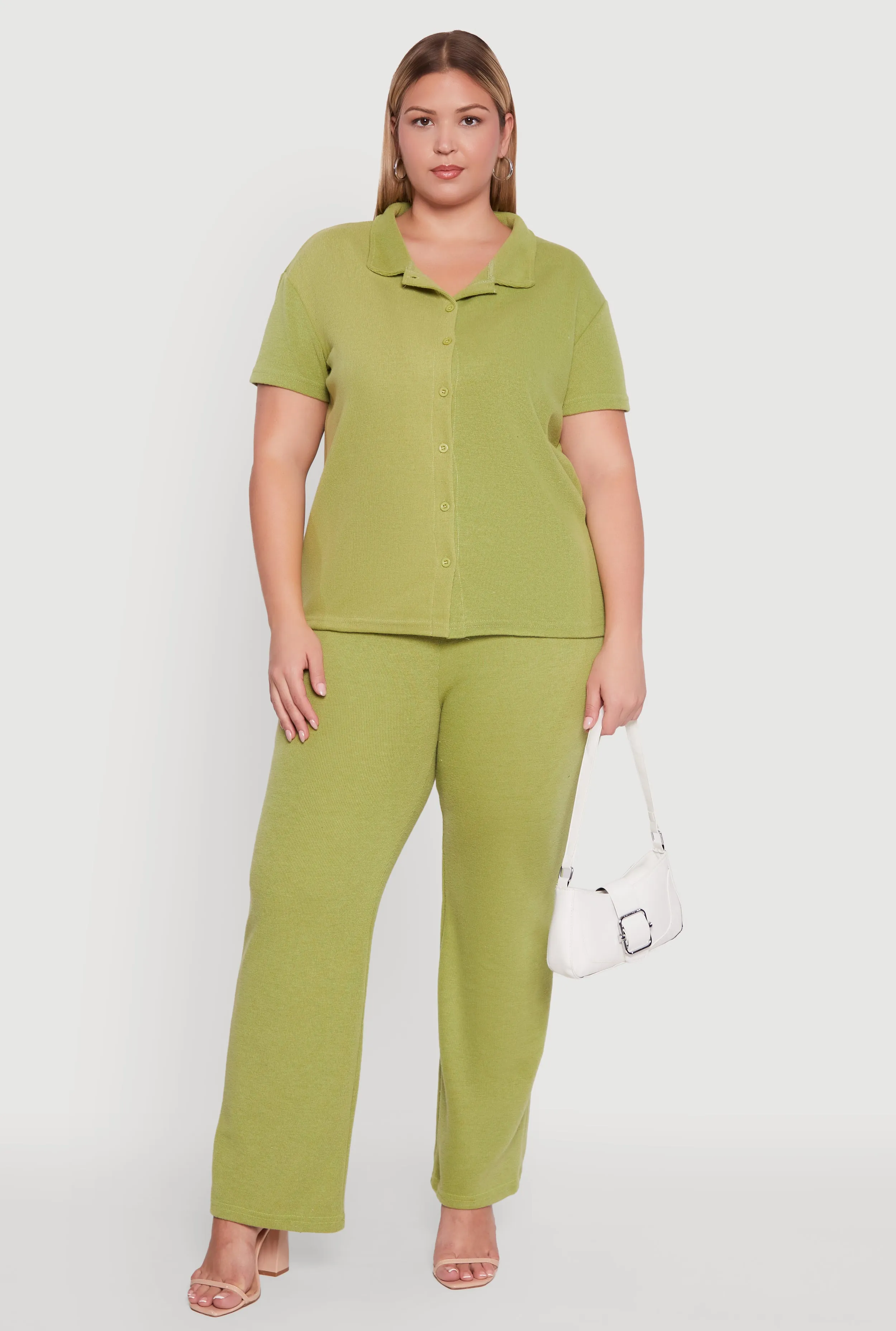 Plus Size Fleece Button Front Shirt sold by Rainbow product image thumbnail 2