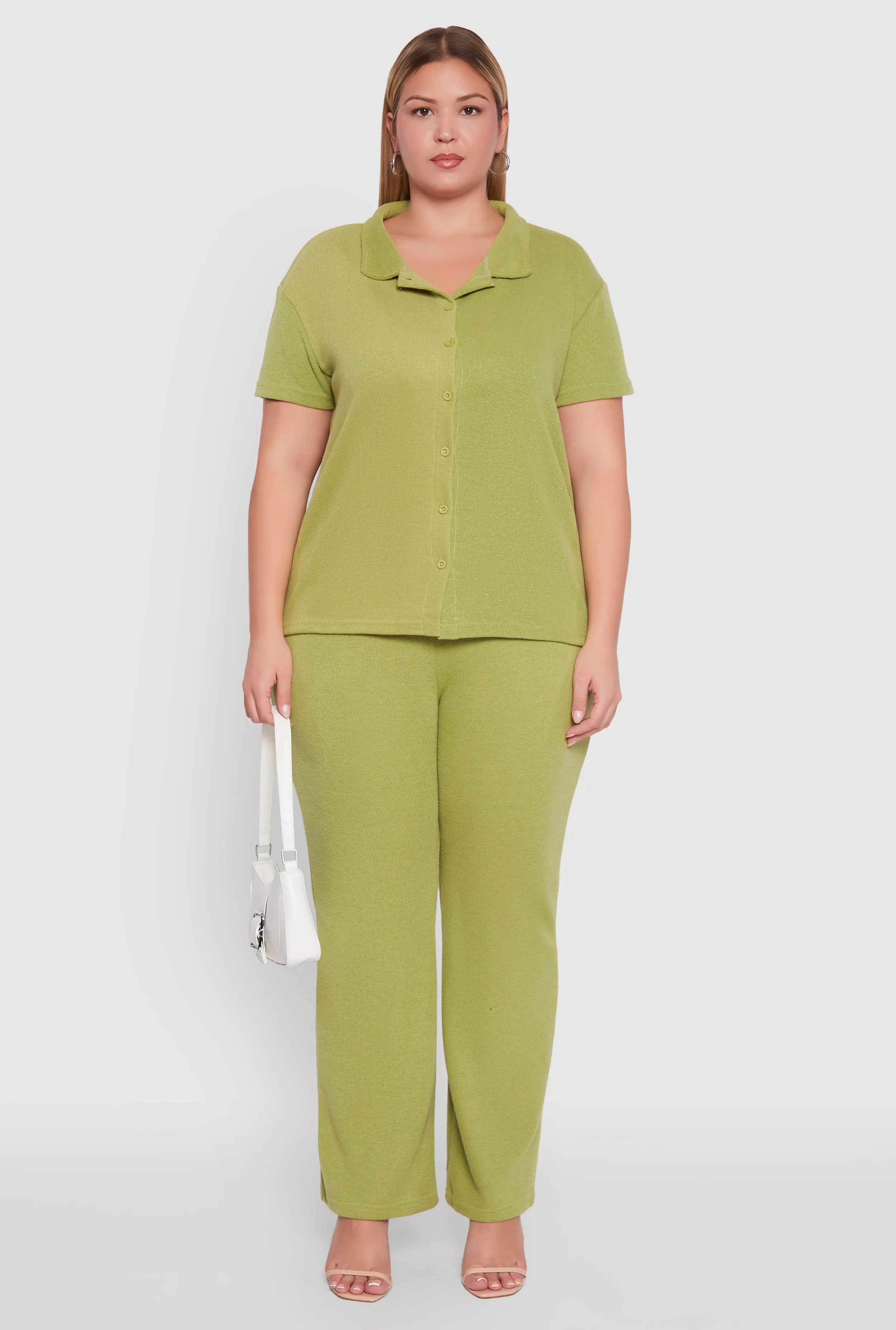 Plus Size Fleece Button Front Shirt sold by Rainbow product image thumbnail 3