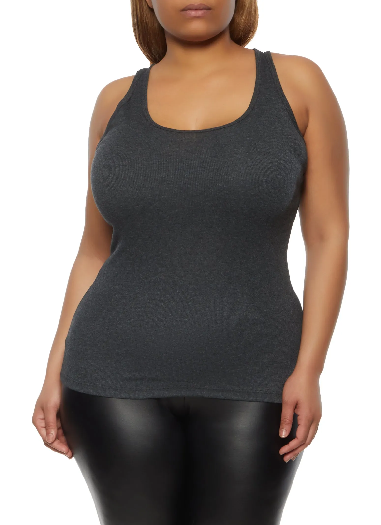 Plus Size Ribbed Knit Tank Top sold by Rainbow product image thumbnail 4