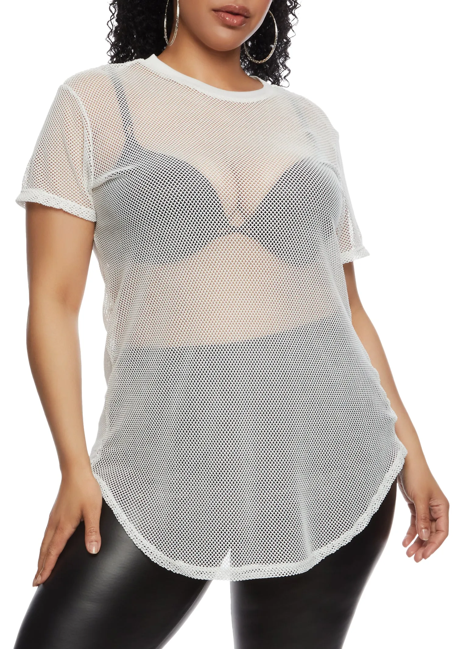 Plus Size Fishnet Short Sleeve T Shirt sold by Rainbow