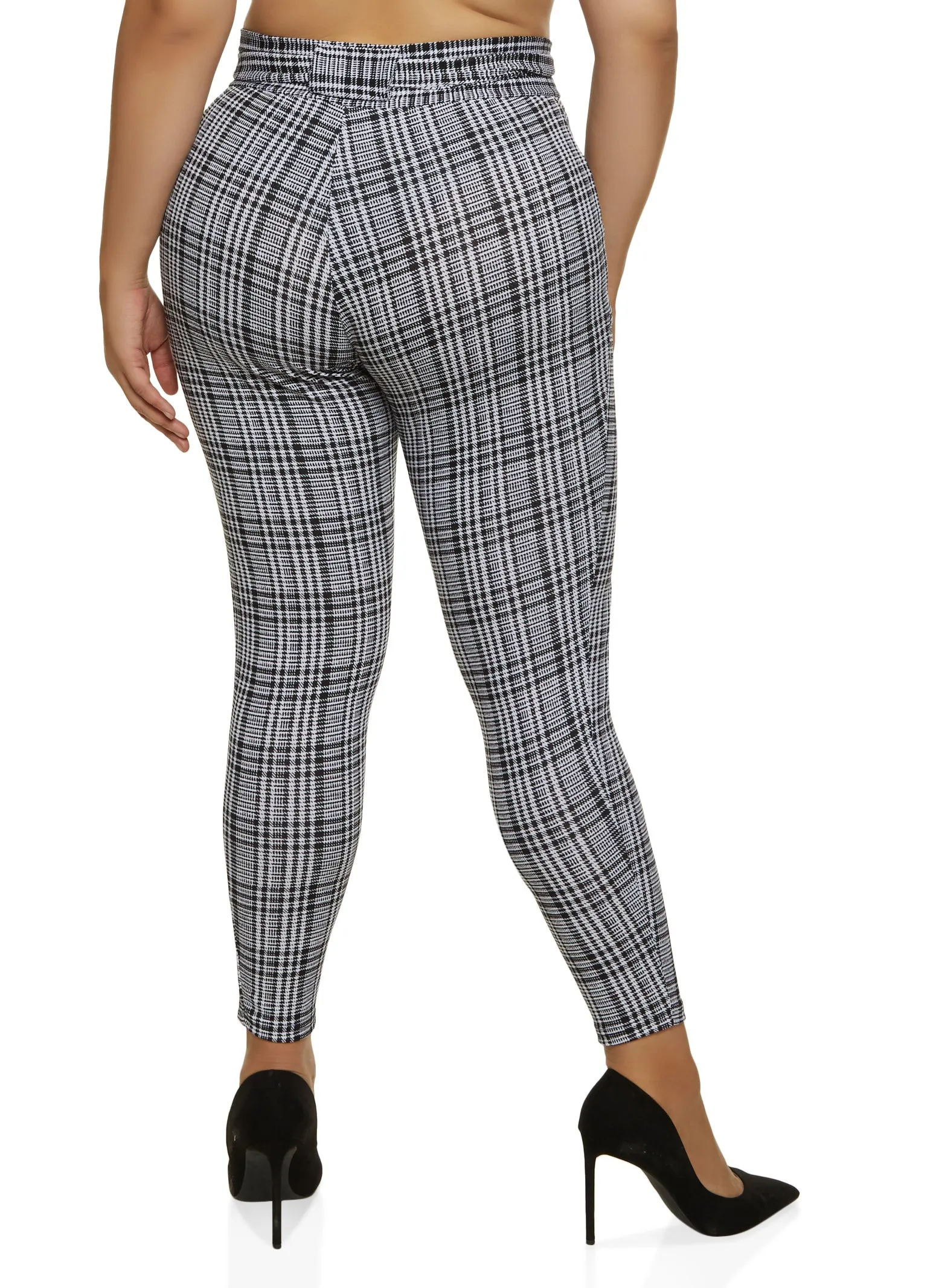 Plus Size Plaid High Waist Belted Skinny Pants sold by Rainbow product image thumbnail 2