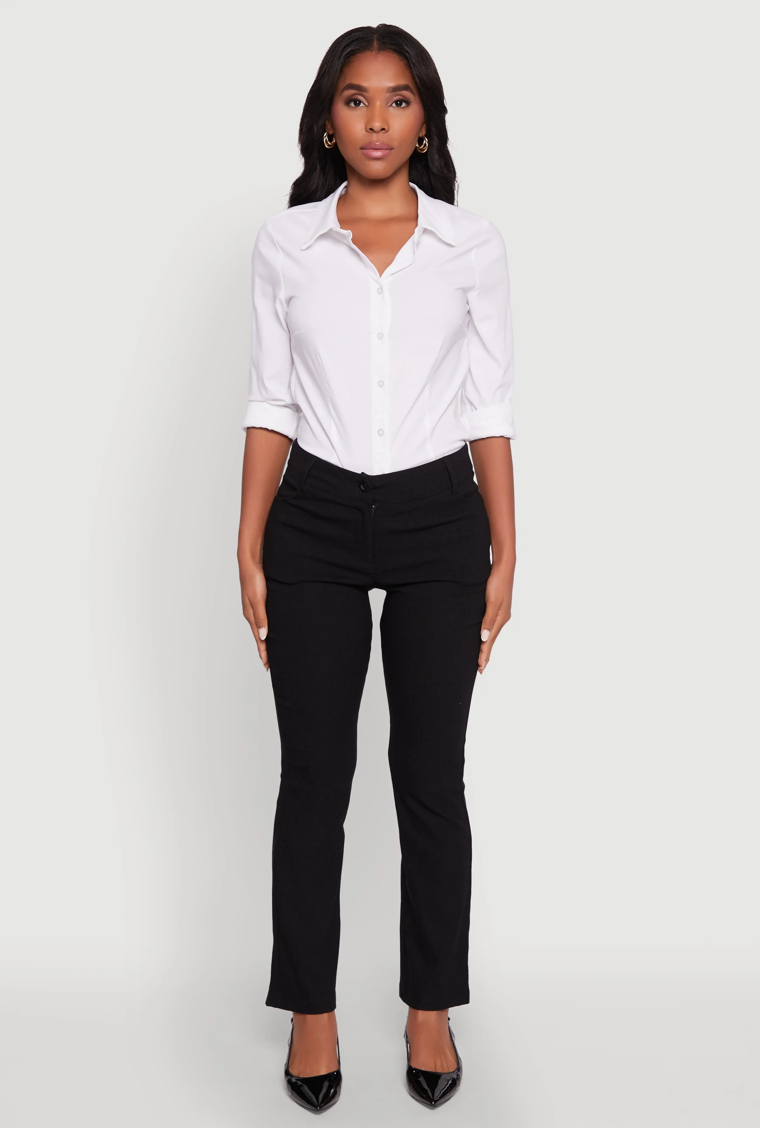 Solid Slim Leg Dress Pants sold by Rainbow