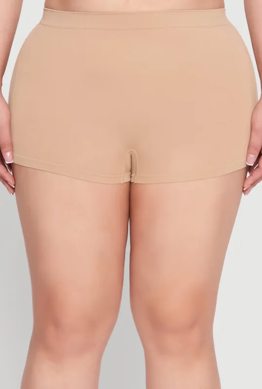 Plus Size Seamless Solid Boyshort Panty for Comfortable Fit sold by Rainbow