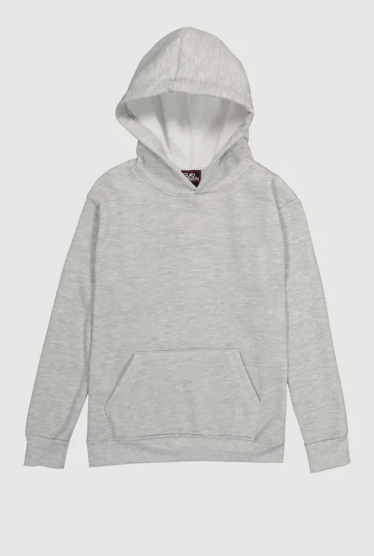 Boys Marled Fleece Lined Kangaroo Pocket Pullover Hoodie sold by Rainbow