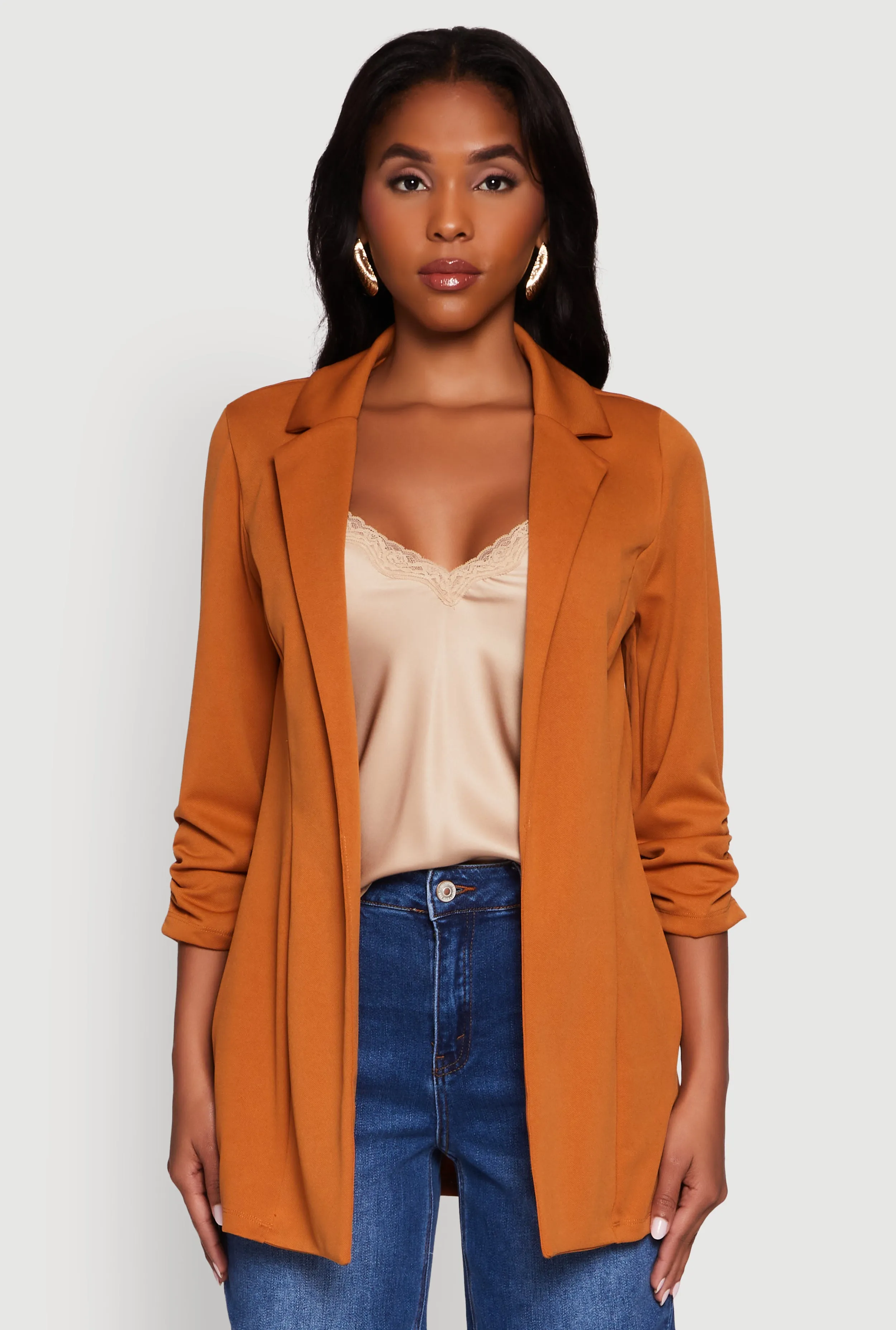 Textured Knit Ruched Sleeve Blazer sold by Rainbow product image thumbnail 2