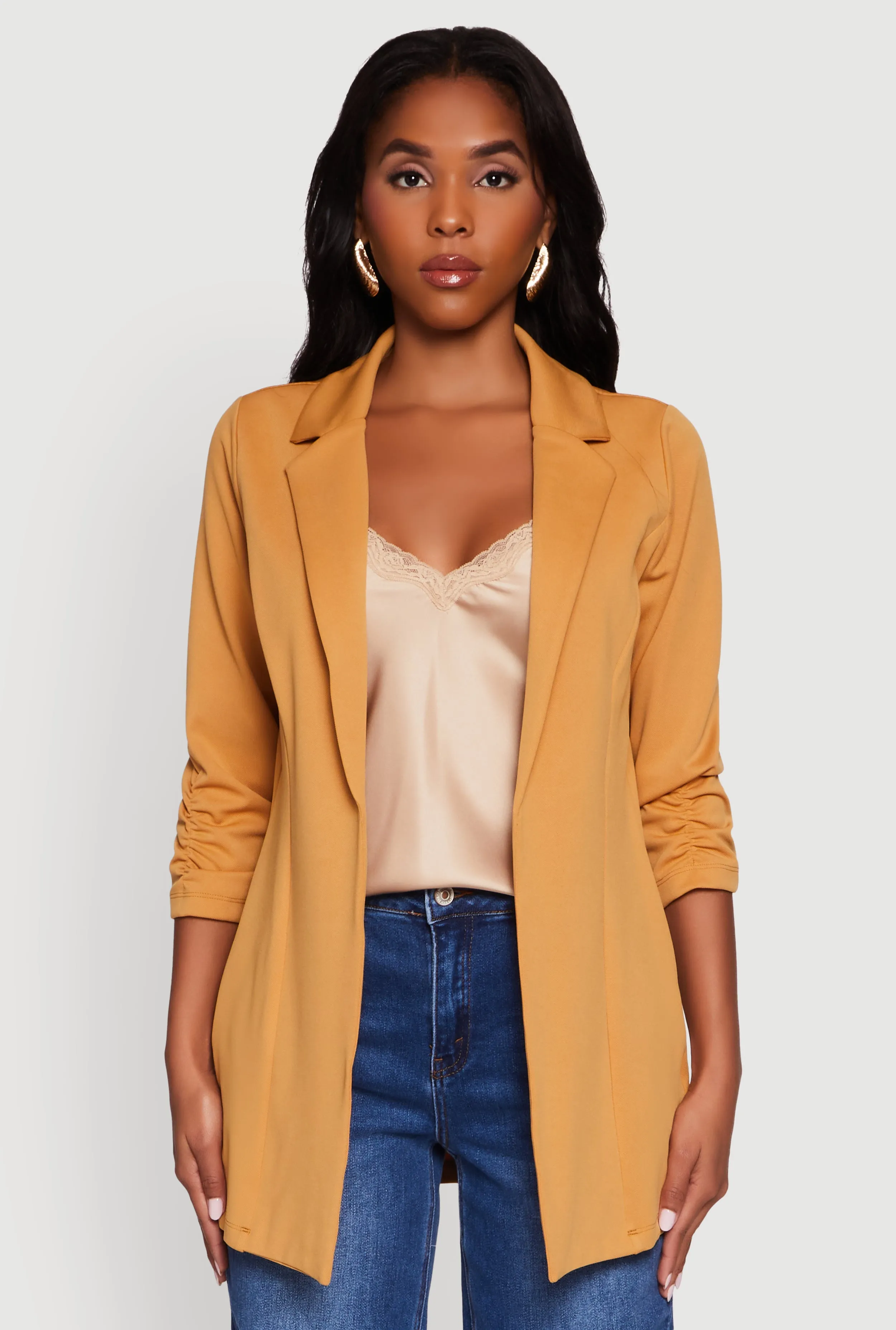 Textured Knit Ruched Sleeve Blazer sold by Rainbow product image thumbnail 2