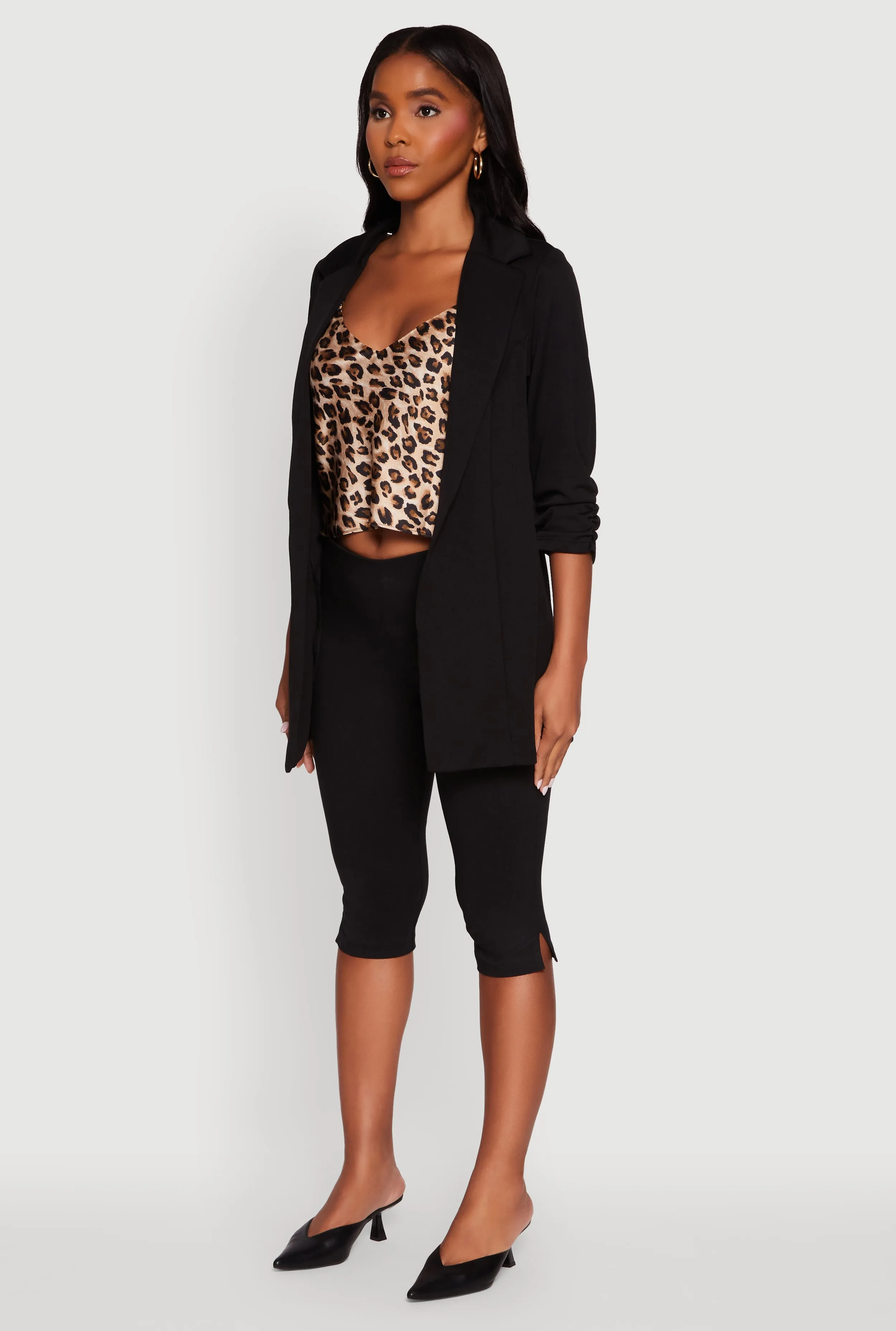 Textured Knit Ruched Sleeve Blazer sold by Rainbow product image thumbnail 5