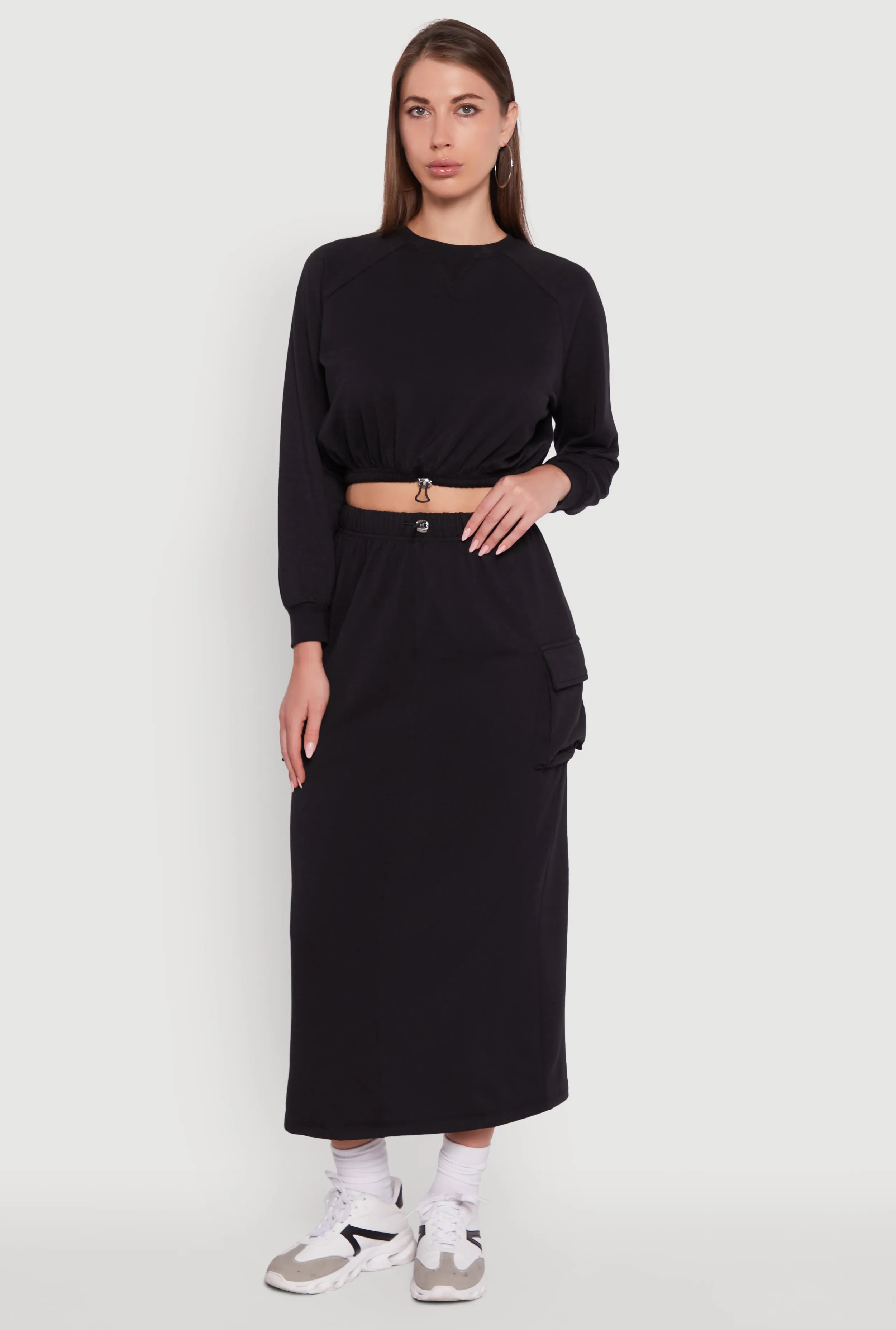 Fleece High Neck Bishop Sleeve Crop Sweatshirt sold by Rainbow product image thumbnail 2