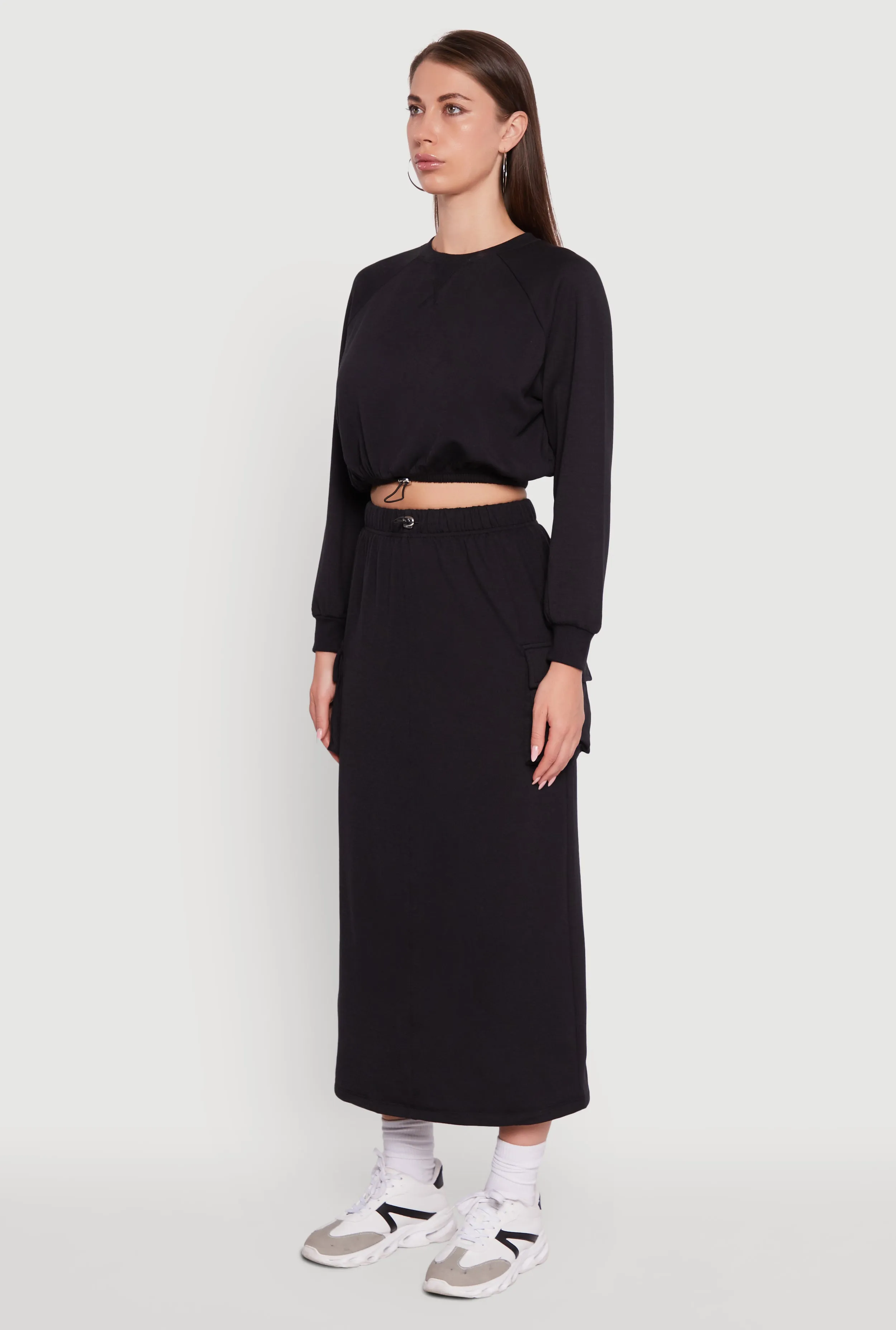 Fleece High Neck Bishop Sleeve Crop Sweatshirt sold by Rainbow product image thumbnail 5