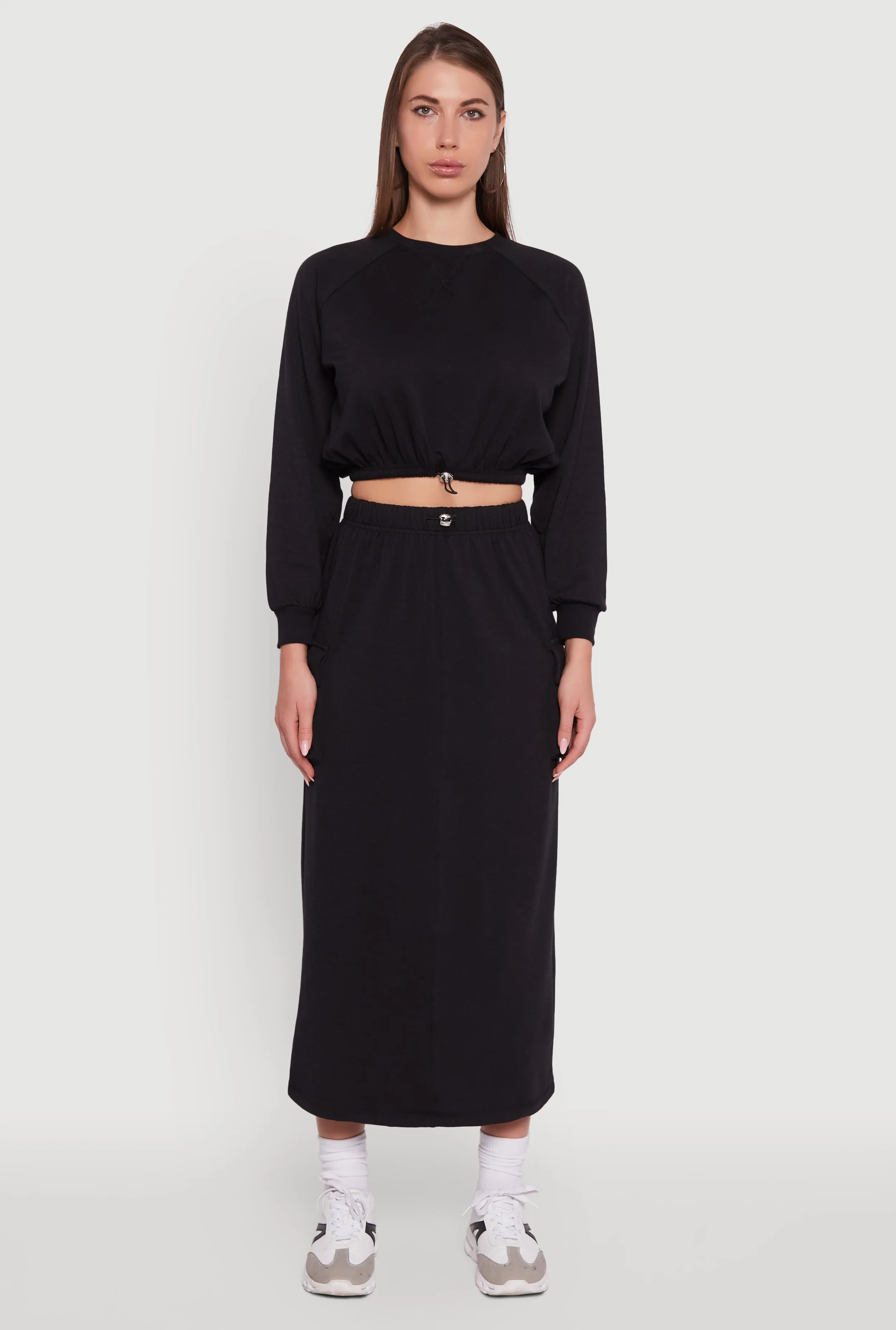 Fleece High Neck Bishop Sleeve Crop Sweatshirt sold by Rainbow product image thumbnail 3