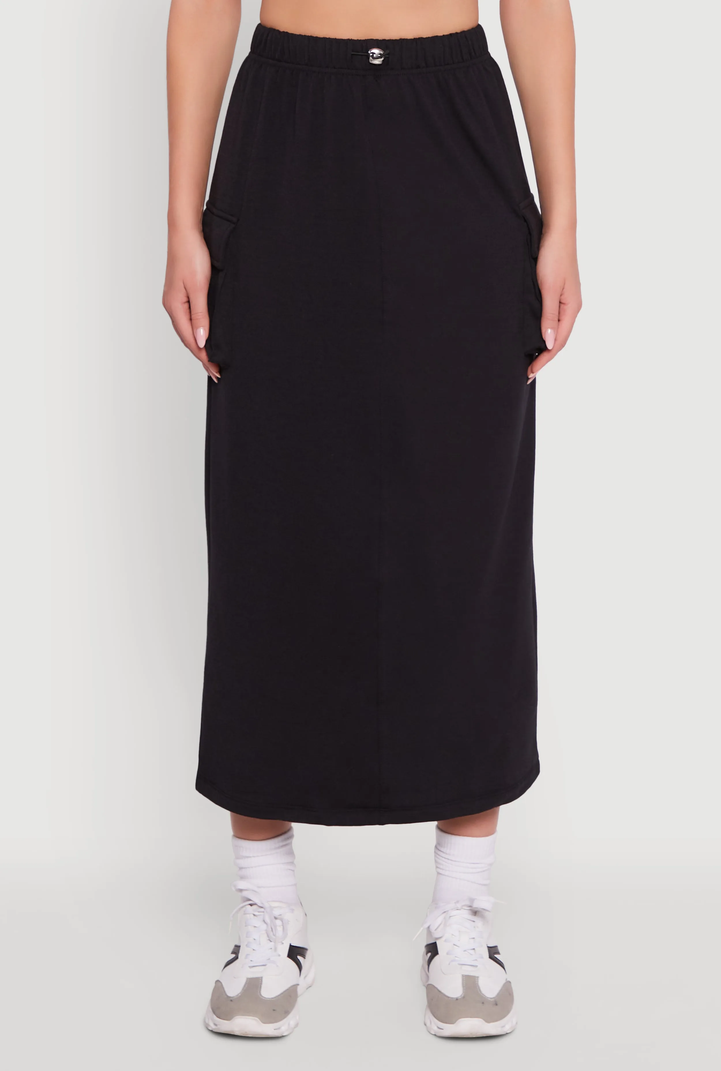 Fleece Toggle Drawstring Cargo Pocket Midi Skirt sold by Rainbow product image thumbnail 3