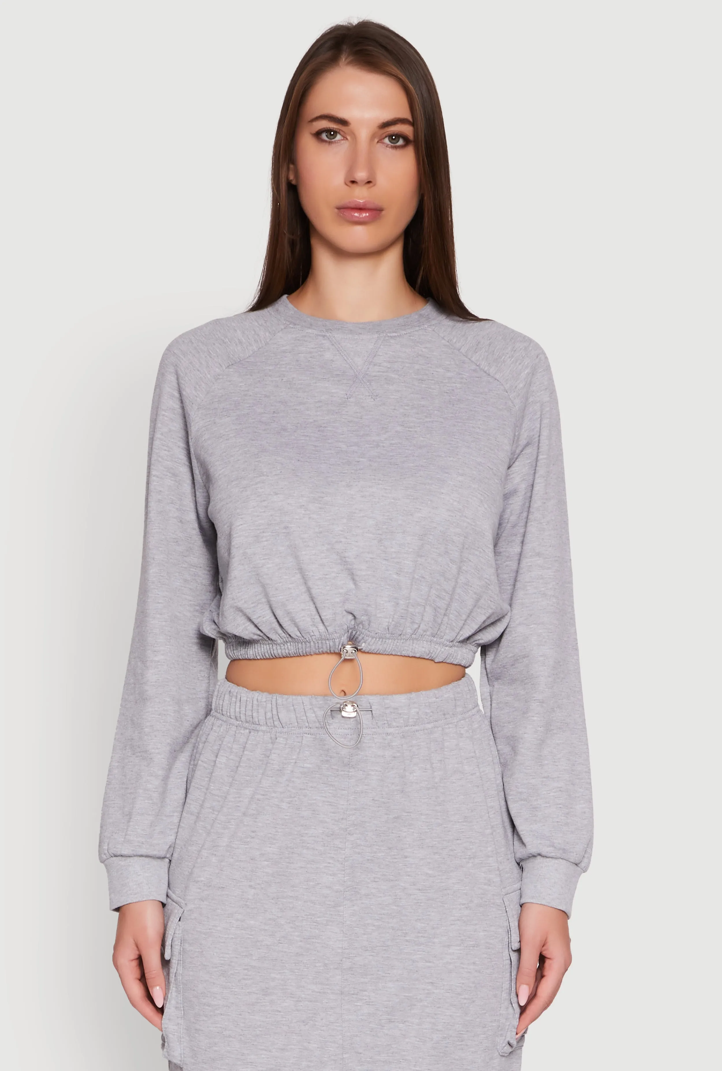 Fleece High Neck Bishop Sleeve Crop Sweatshirt sold by Rainbow product image thumbnail 2