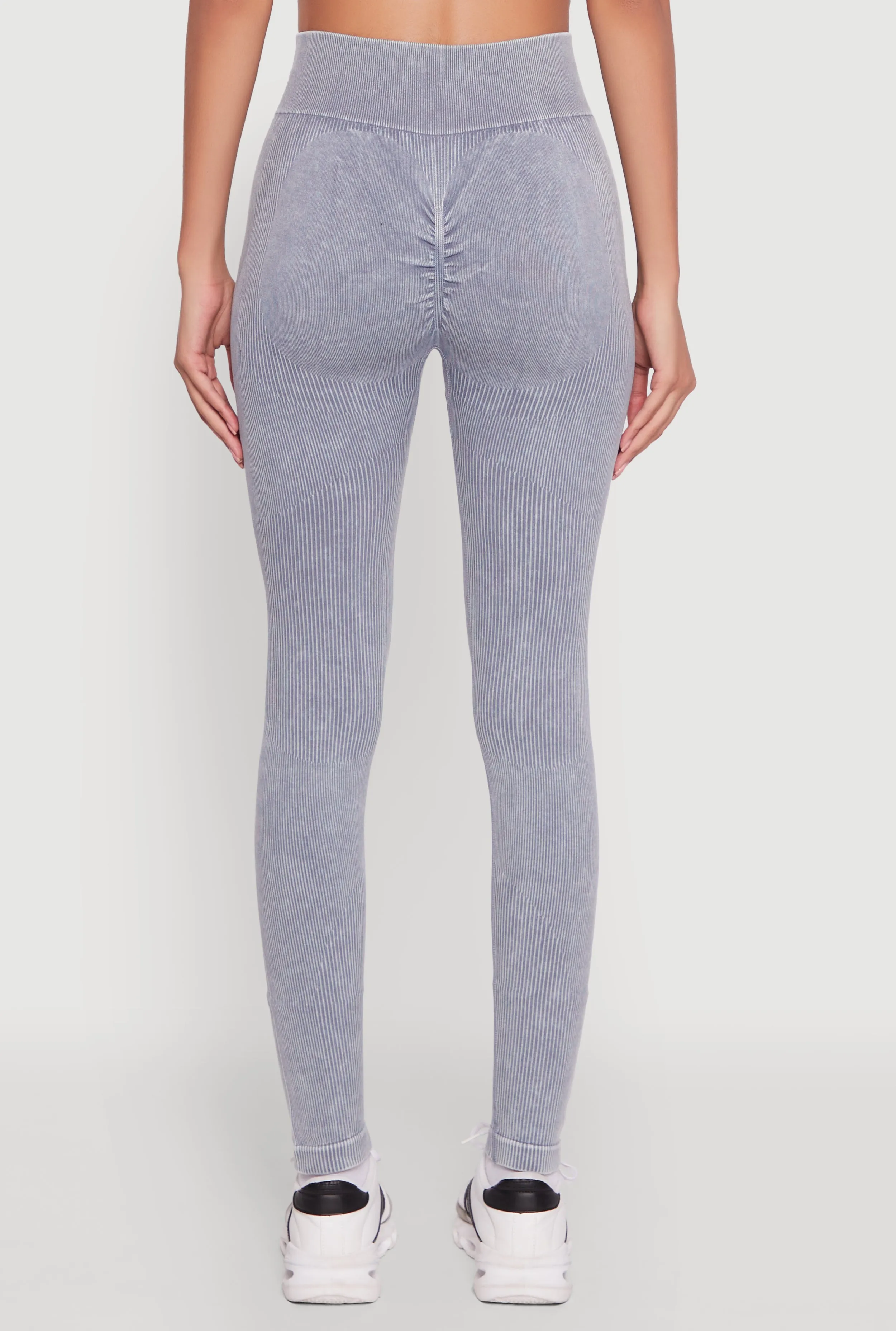 High Waisted Ribbed Knit Seamless Leggings sold by Rainbow product image thumbnail 5