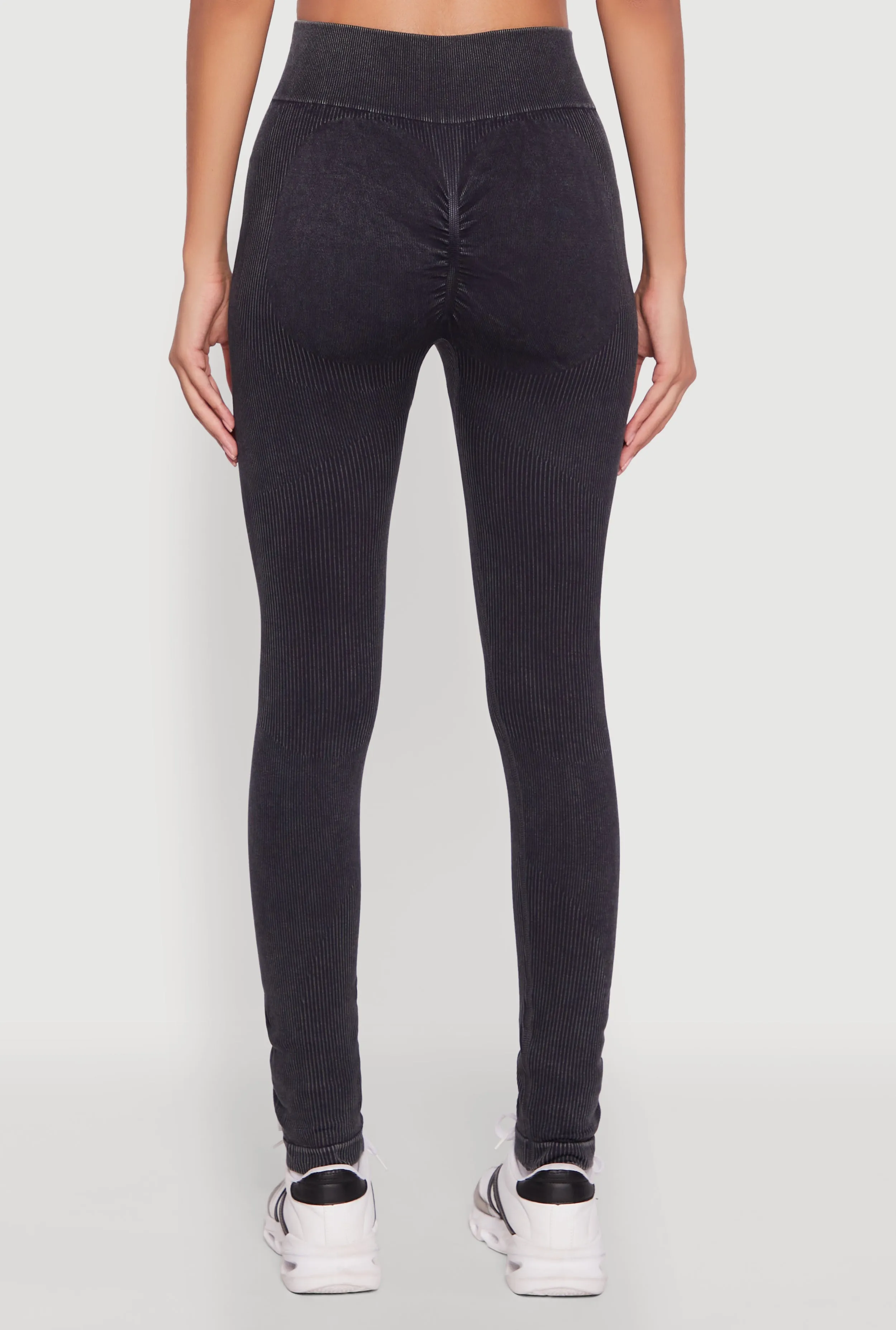 High Waisted Ribbed Knit Seamless Leggings sold by Rainbow product image thumbnail 5