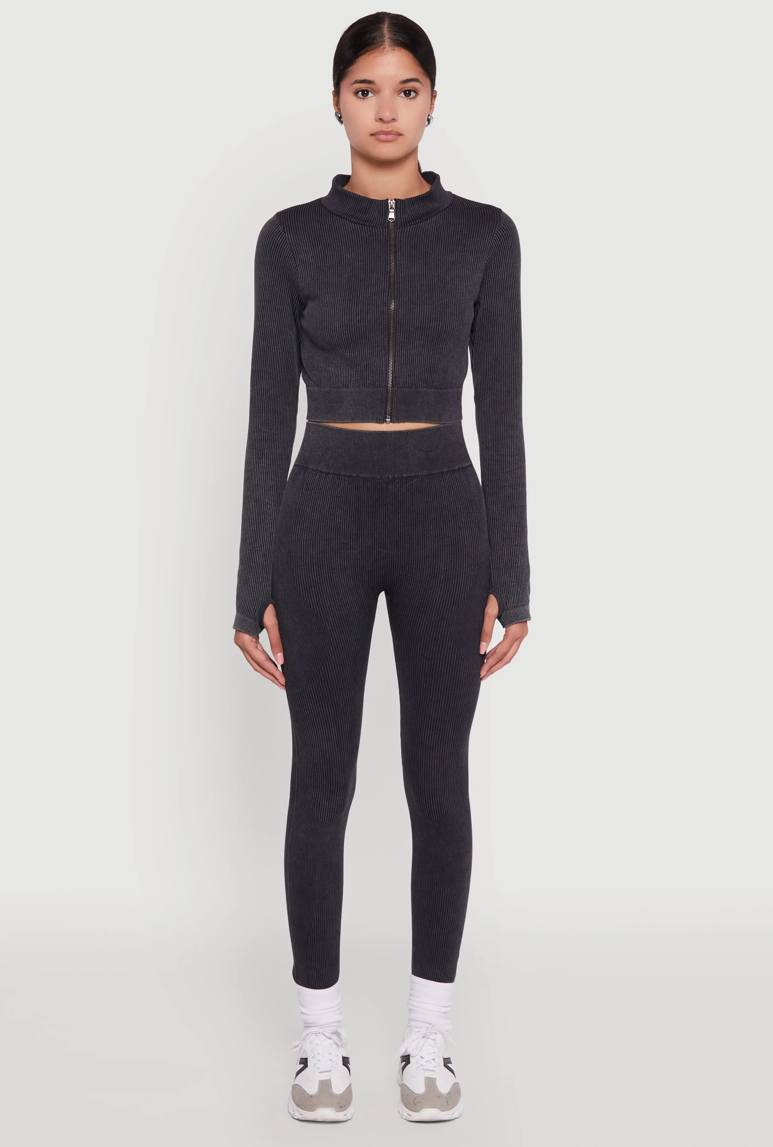 High Waisted Ribbed Knit Seamless Leggings sold by Rainbow product image thumbnail 2