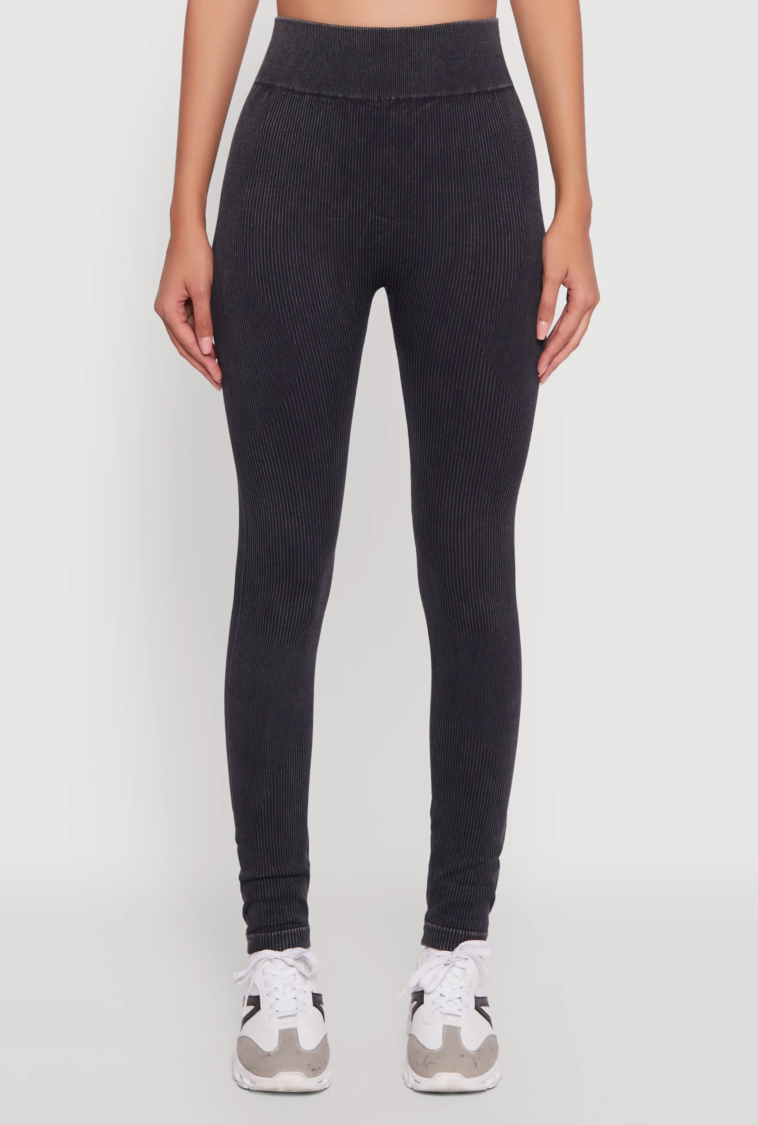 High Waisted Ribbed Knit Seamless Leggings sold by Rainbow product image thumbnail 3