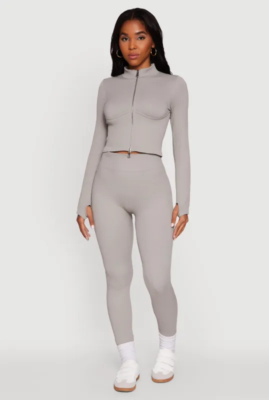 Seamless Ribbed High Waisted Leggings sold by Rainbow