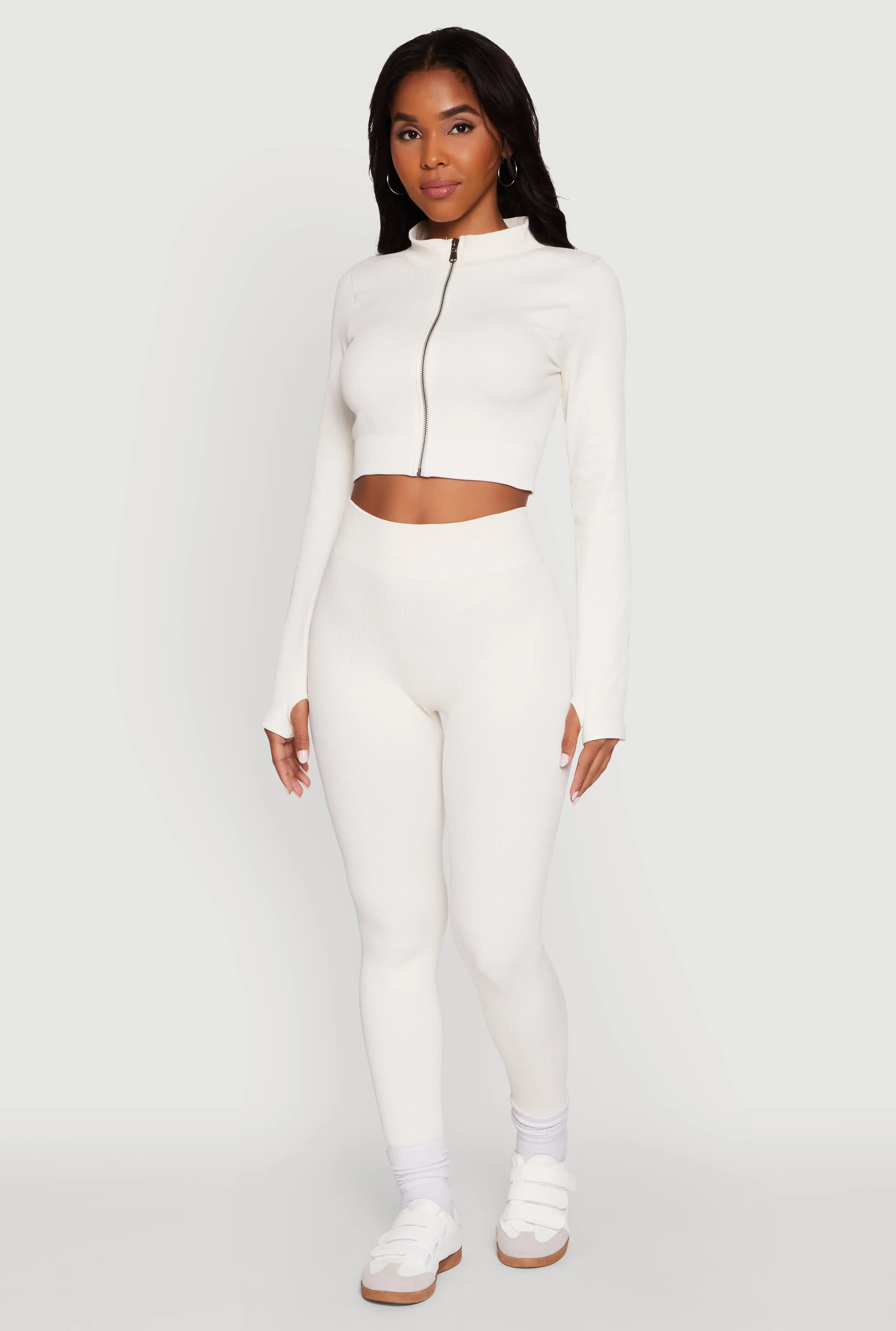 High Waisted Ribbed Knit Seamless Leggings sold by Rainbow