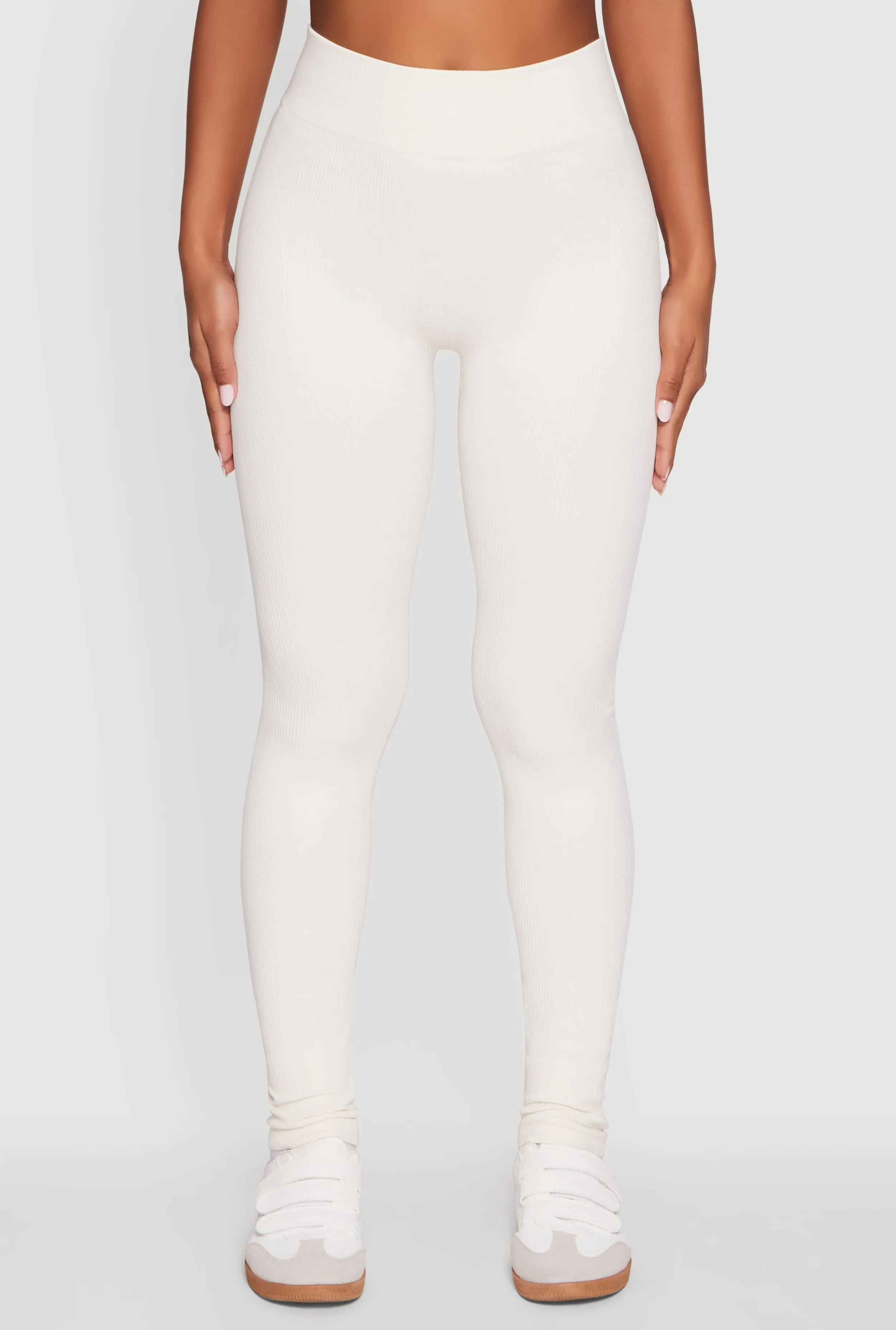 High Waisted Ribbed Knit Seamless Leggings sold by Rainbow product image thumbnail 3