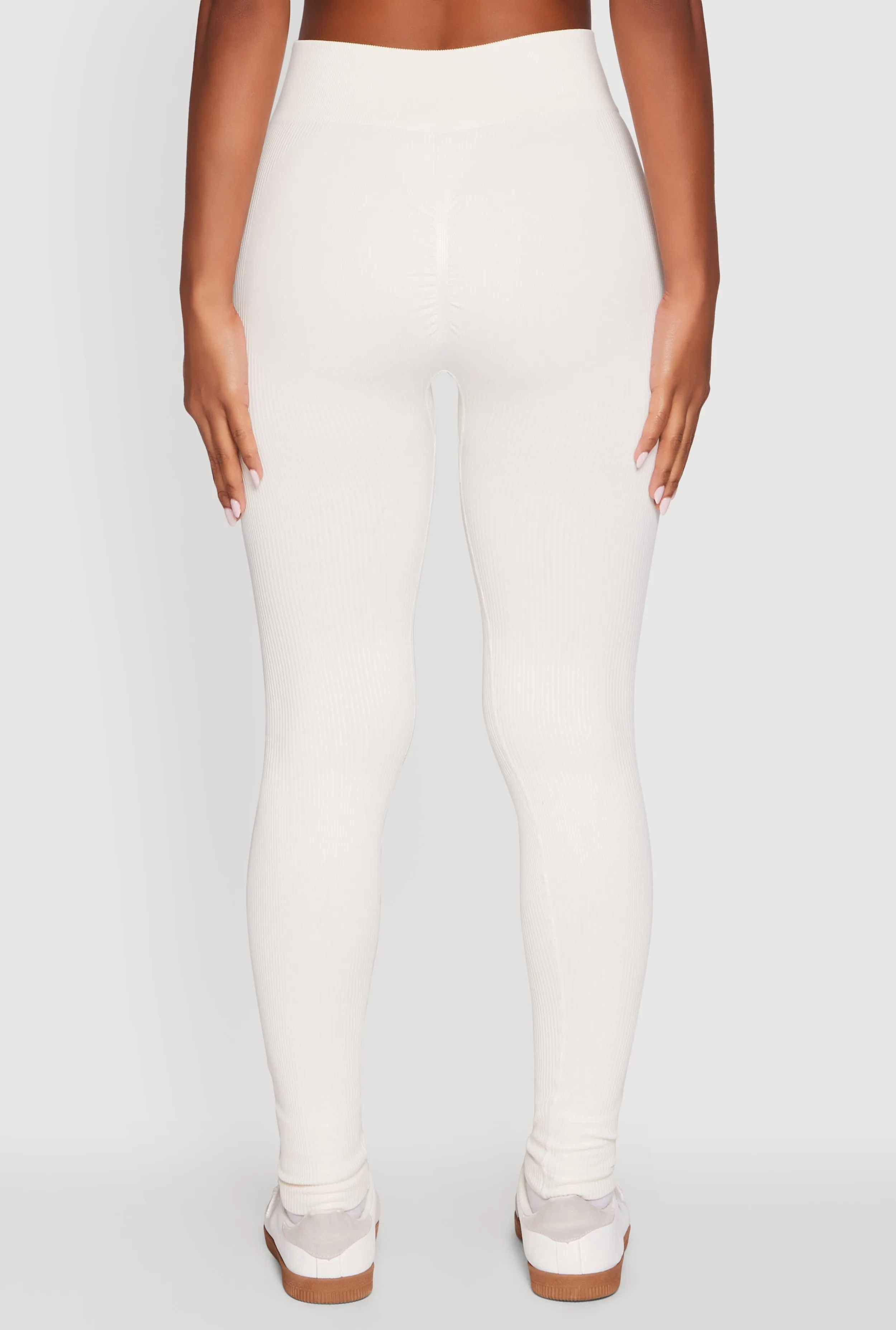 High Waisted Ribbed Knit Seamless Leggings sold by Rainbow product image thumbnail 5