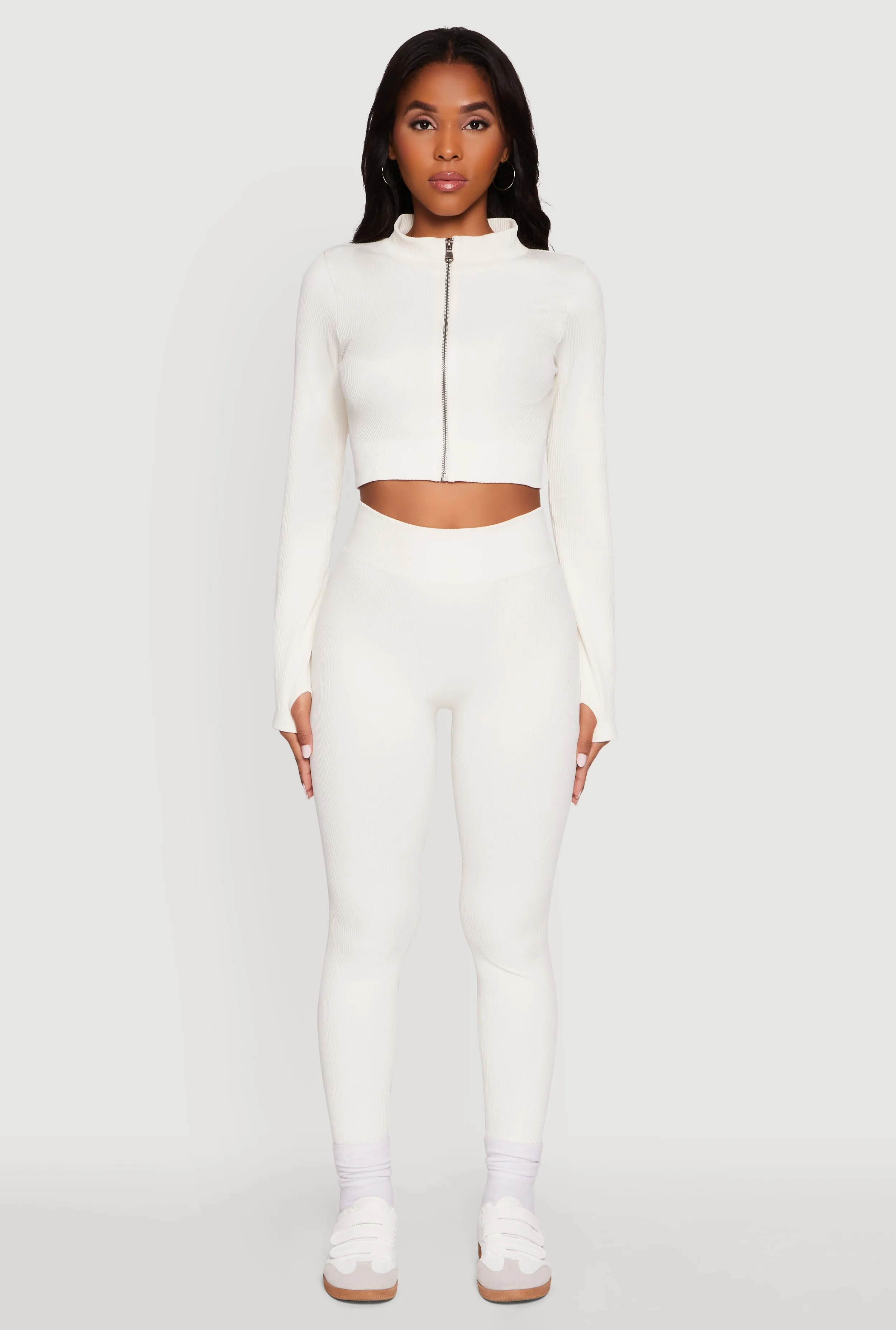 High Waisted Ribbed Knit Seamless Leggings sold by Rainbow product image thumbnail 2